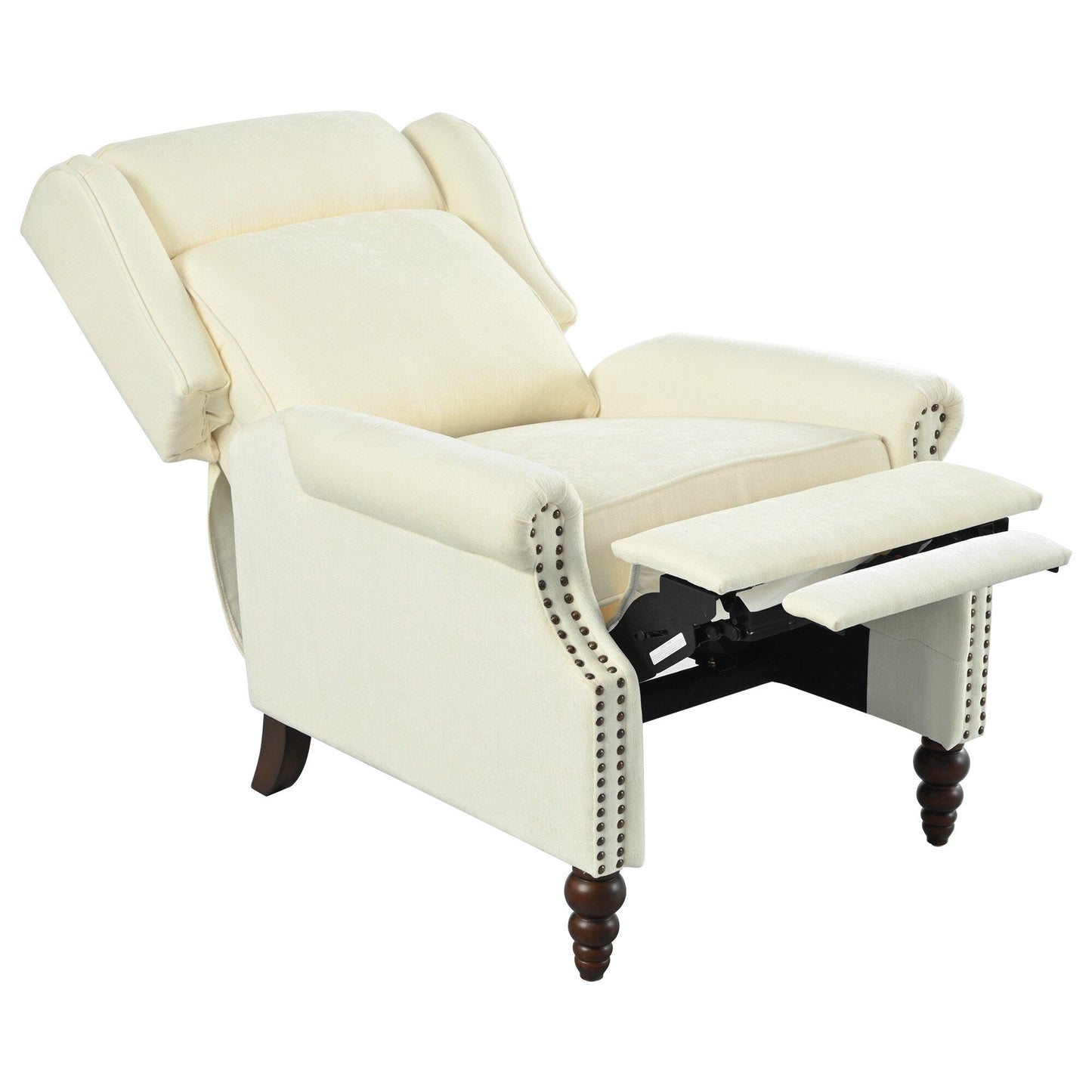 Fauteuil inclinable rembourré avec dossier à oreilles classique et pieds en bois massif en forme de gourde (29,75 $)