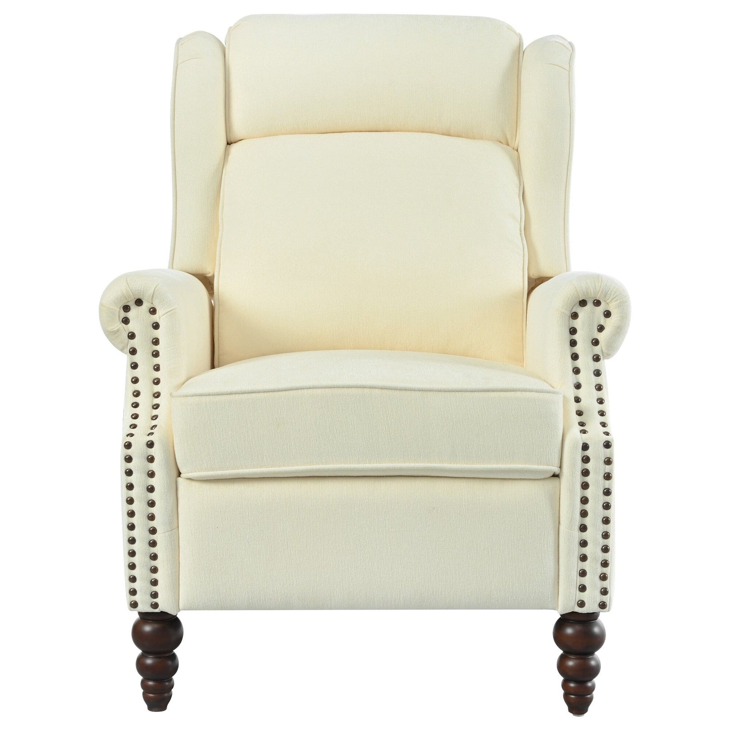 Fauteuil inclinable rembourré avec dossier à oreilles classique et pieds en bois massif en forme de gourde (29,75 $)