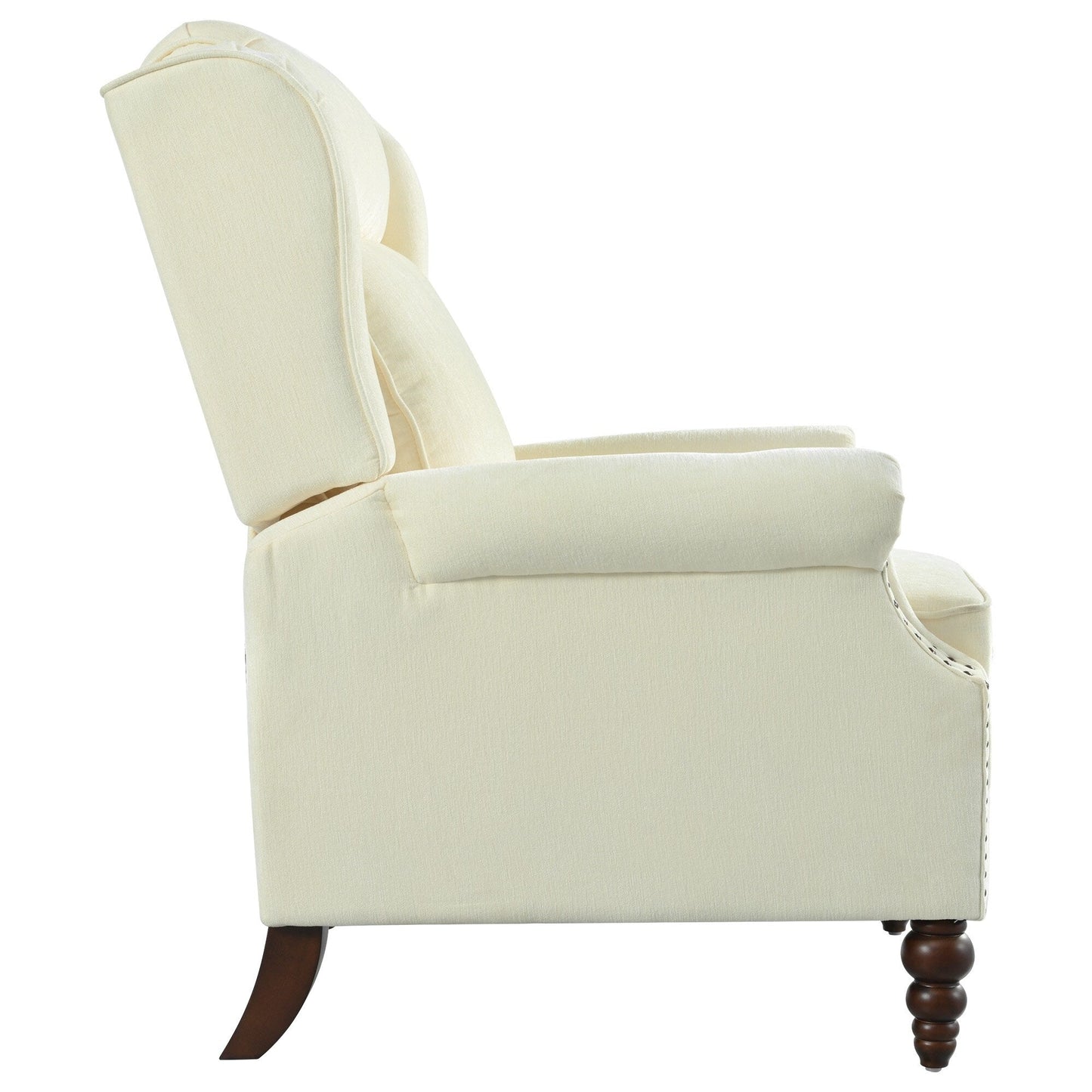 Fauteuil inclinable rembourré avec dossier à oreilles classique et pieds en bois massif en forme de gourde (29,75 $)