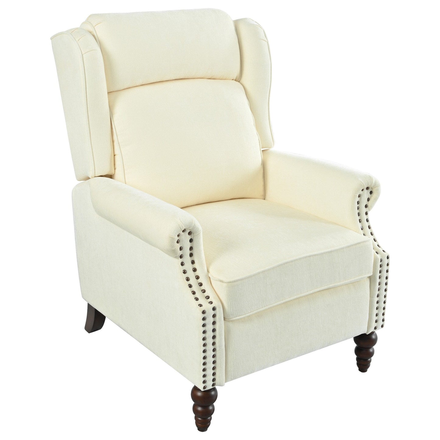 Fauteuil inclinable rembourré avec dossier à oreilles classique et pieds en bois massif en forme de gourde (29,75 $)