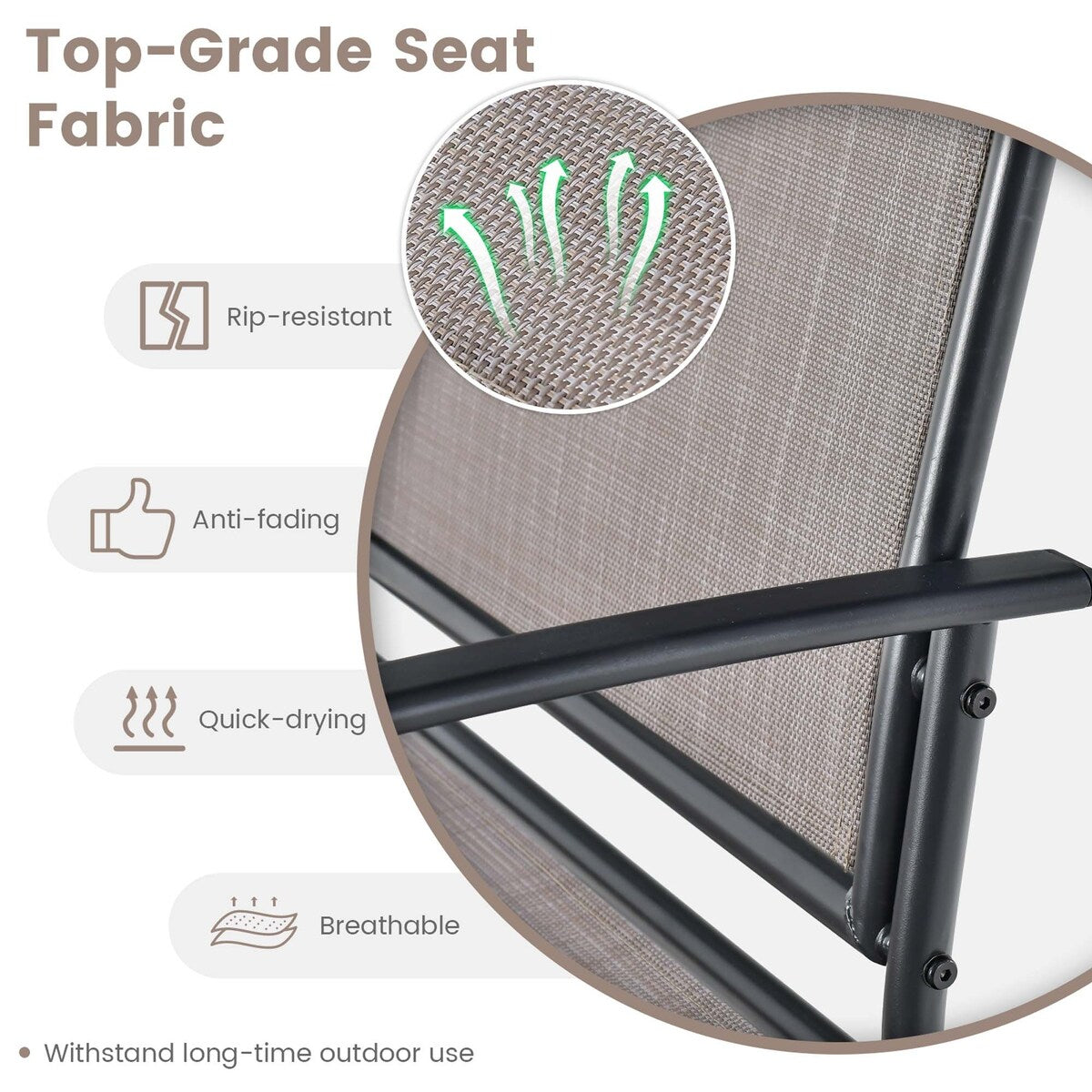 Ensemble de 2 fauteuils de patio à bascule simple avec cadre en métal robuste