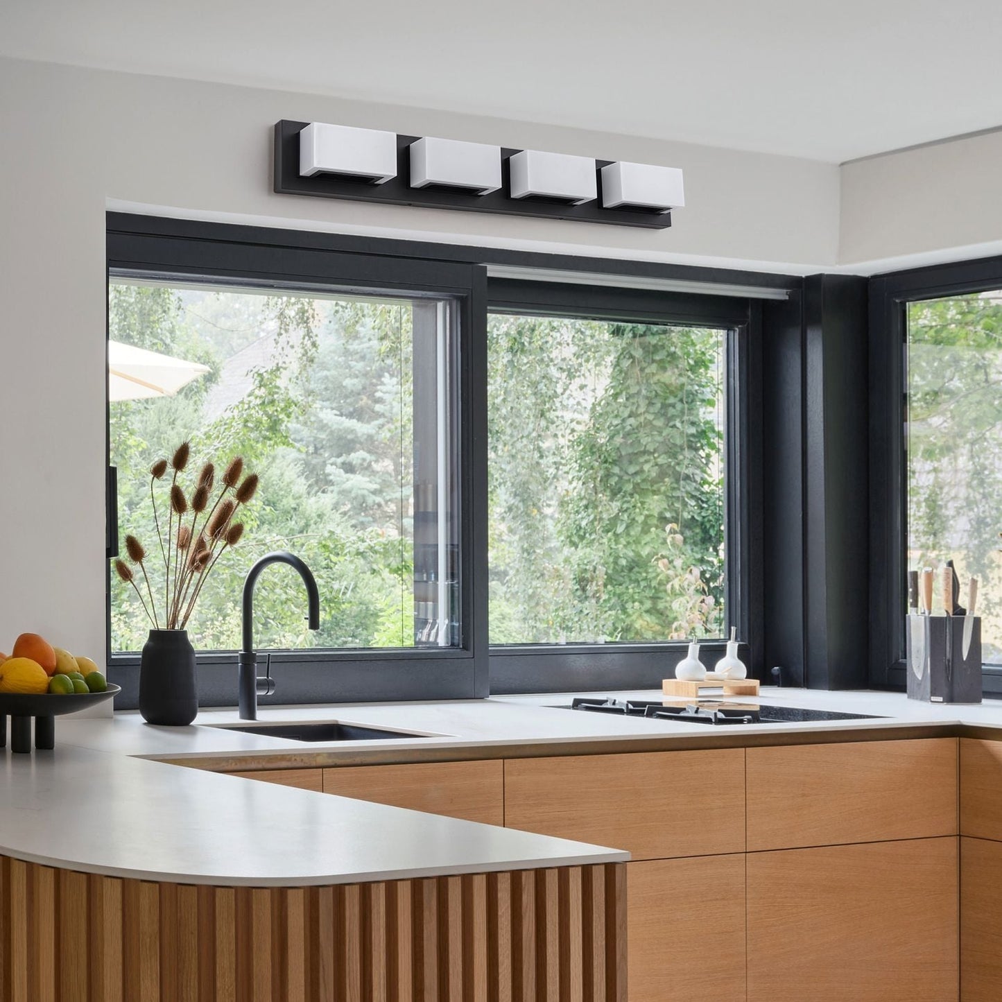 Applique murale LED moderne à intensité variable, 3, 4 ou 5 lampes, noir mat, pour salle de bain