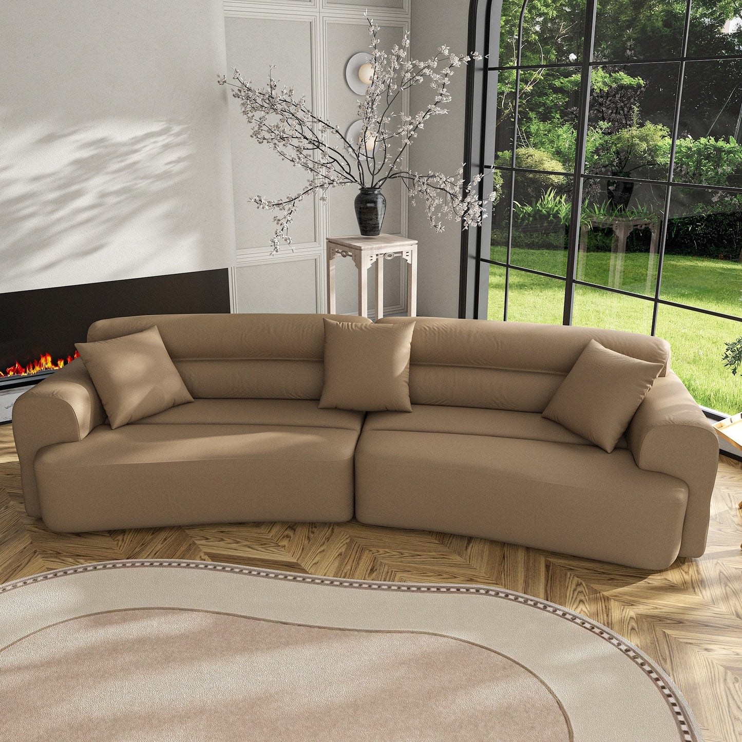 Canapé 3 à 5 places confortable et rembourré avec 3 coussins moelleux