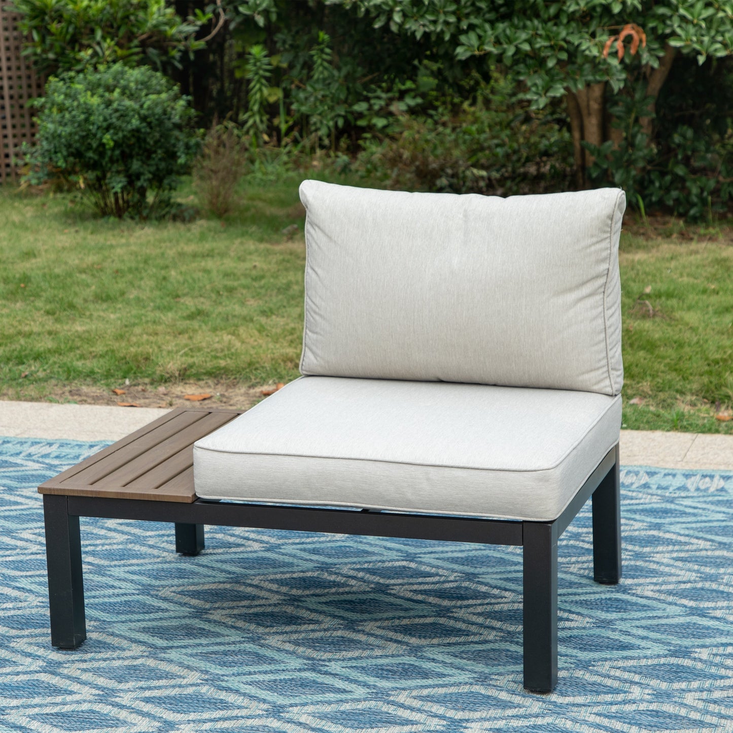 Ensemble de canapés sectionnels de patio 10 places, cadre en acier avec revêtement électrolytique, ensembles de conversation avec table d'appoint intégrée, coussin gris