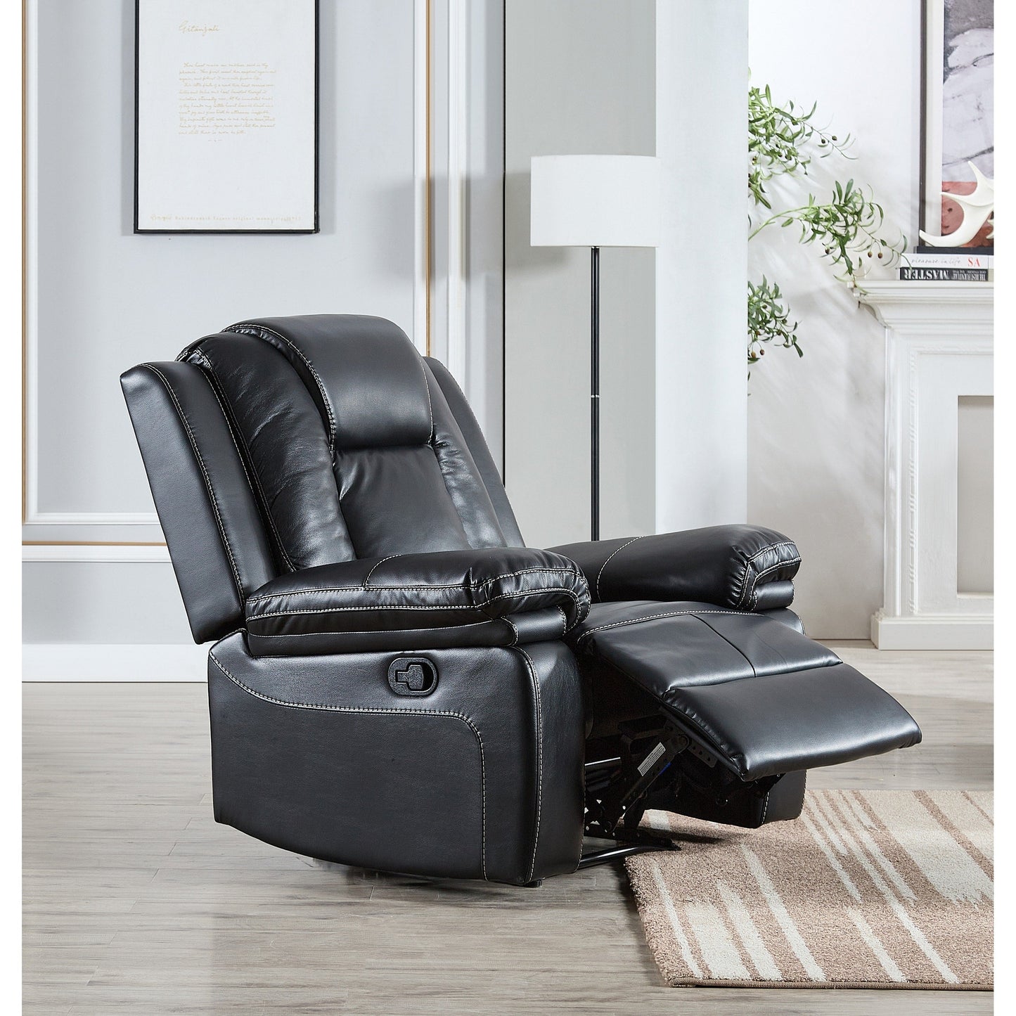 Ensemble de salon 3 pièces en cuir reconstitué avec canapé inclinable, causeuse et fauteuil