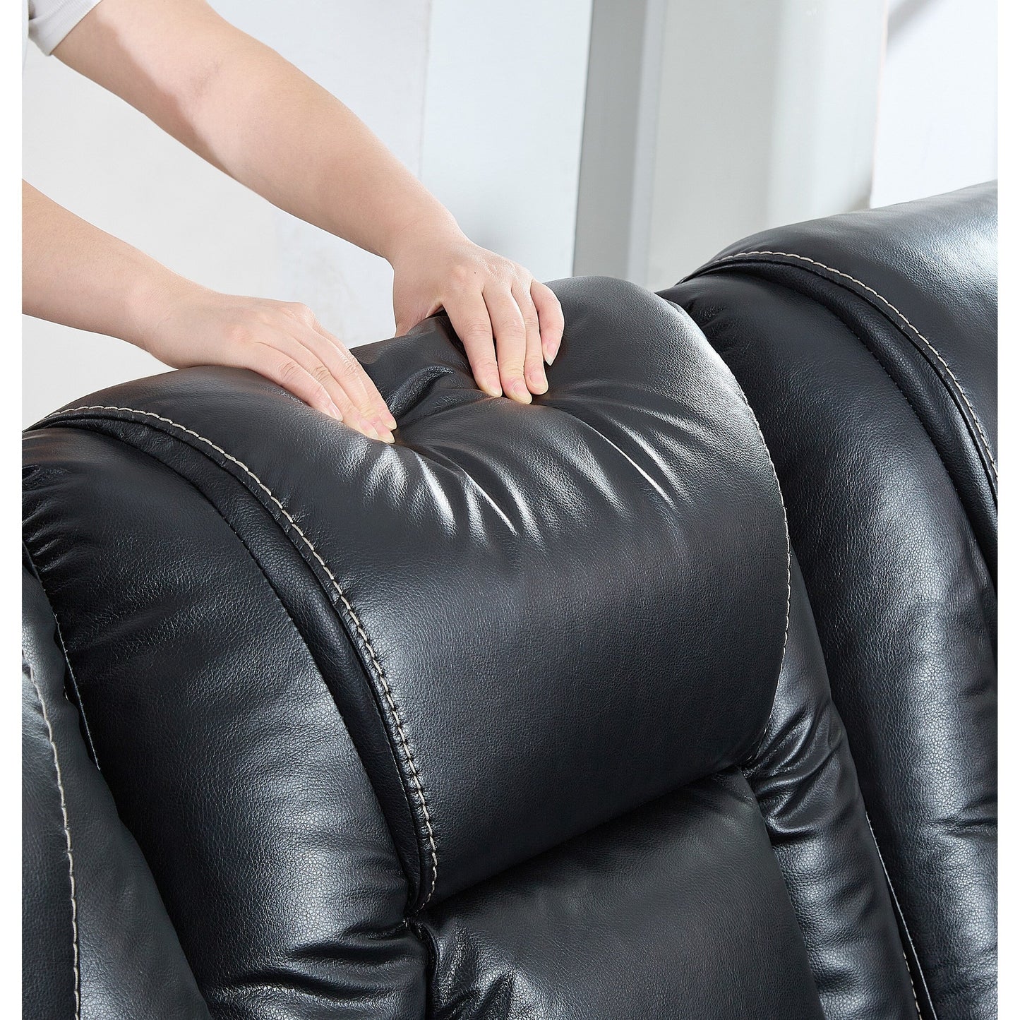 Ensemble de salon 3 pièces en cuir reconstitué avec canapé inclinable, causeuse et fauteuil
