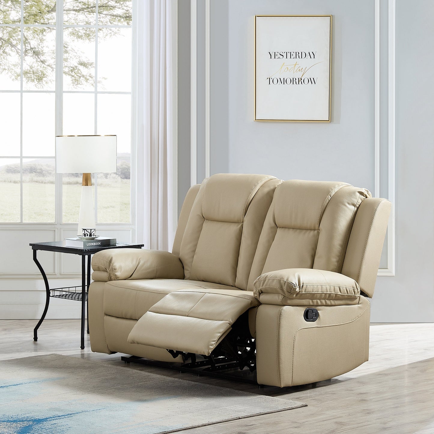 Ensemble de salon 3 pièces en cuir reconstitué avec canapé inclinable, causeuse et fauteuil