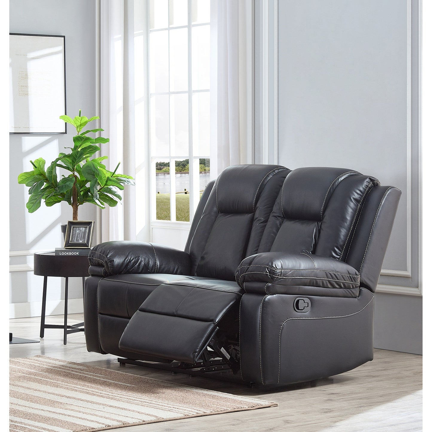 Ensemble de salon 3 pièces en cuir reconstitué avec canapé inclinable, causeuse et fauteuil