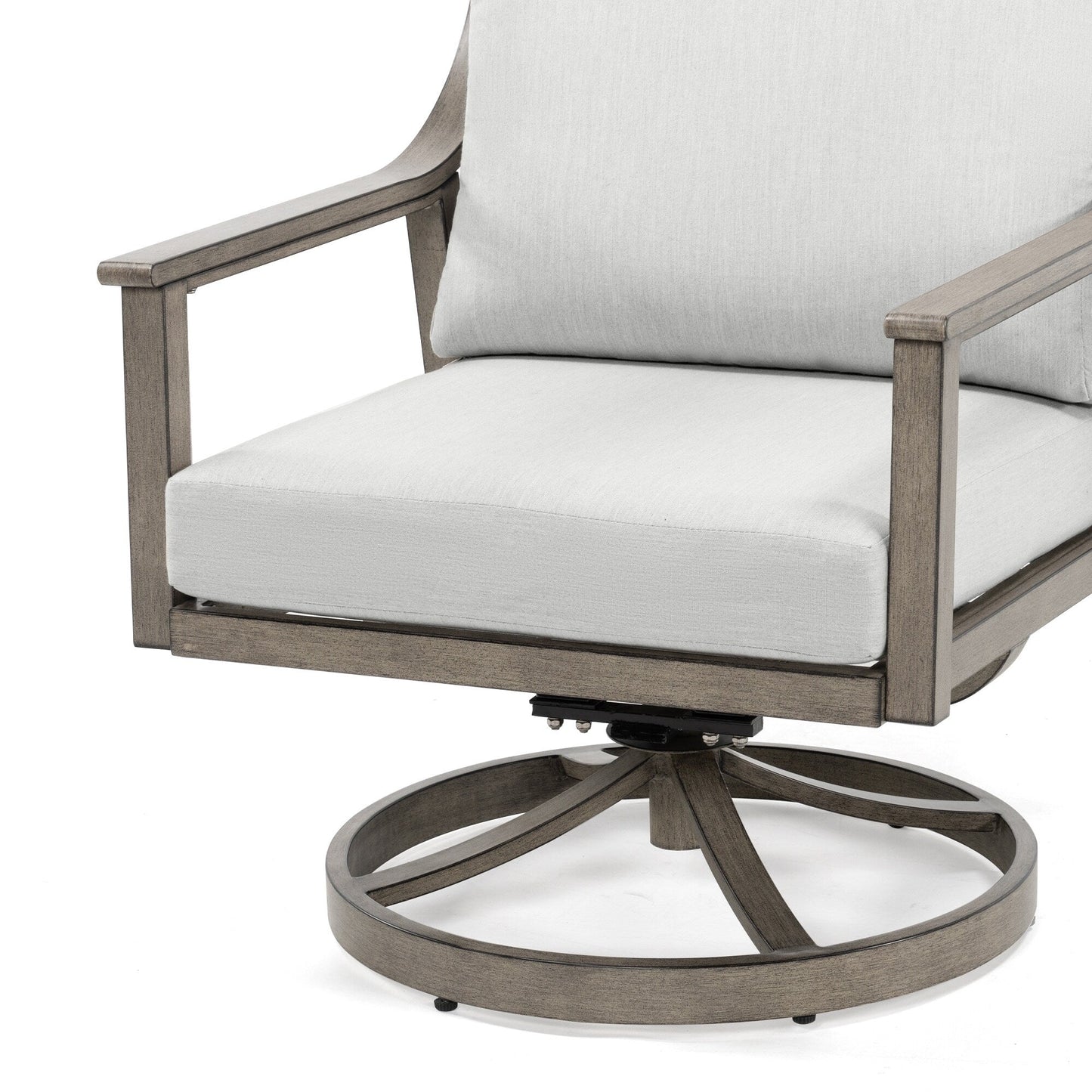 Ensemble de salon de jardin en aluminium 3 pièces avec chaises pivotantes, table d'appoint et coussins