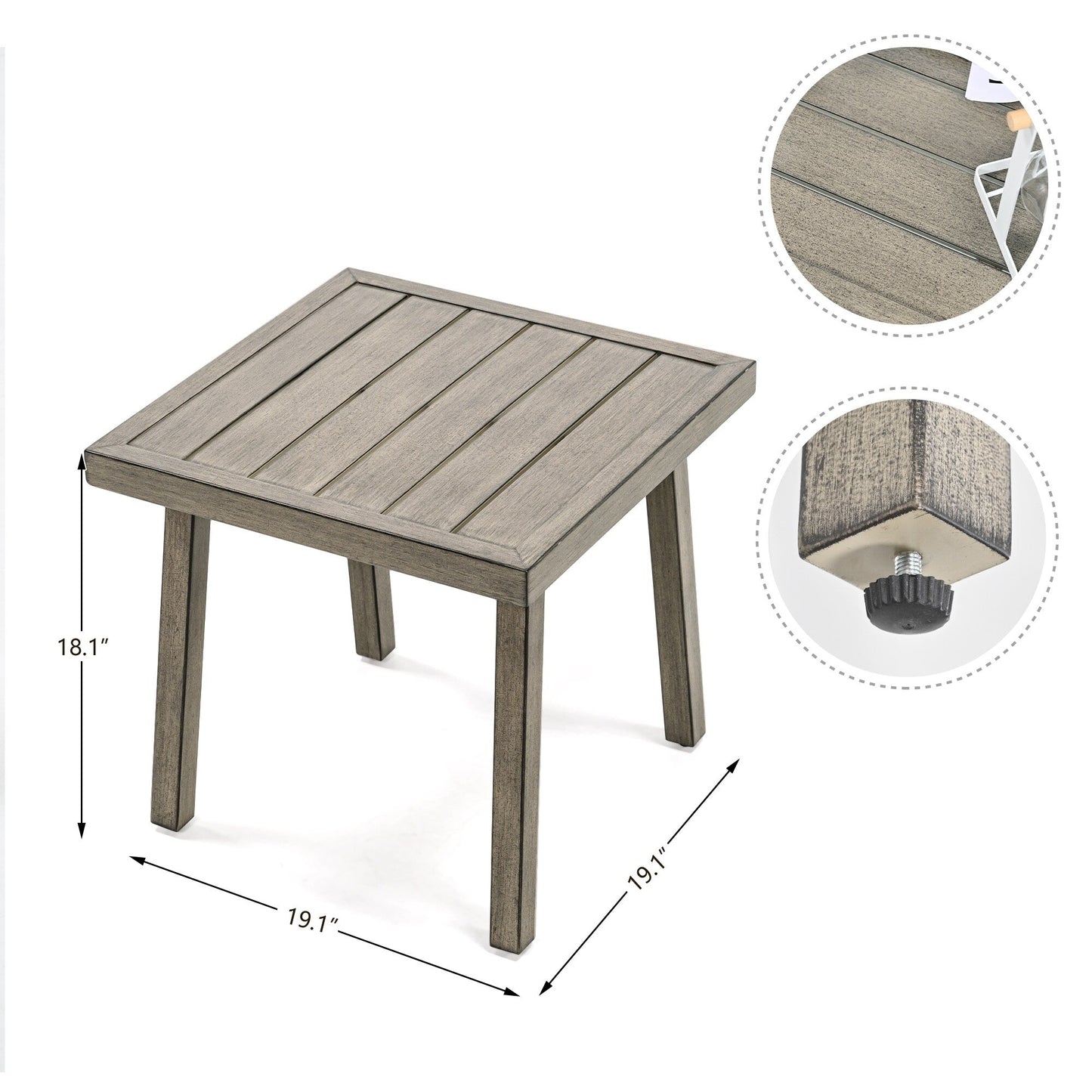 Ensemble de salon de jardin en aluminium 3 pièces avec chaises pivotantes, table d'appoint et coussins