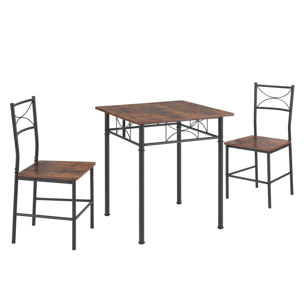 Ensemble de cuisine, salle à manger et patio 3 pièces, table et chaise marron rétro - Chaise : 15,6 L x 15,1 l x 33,8 H