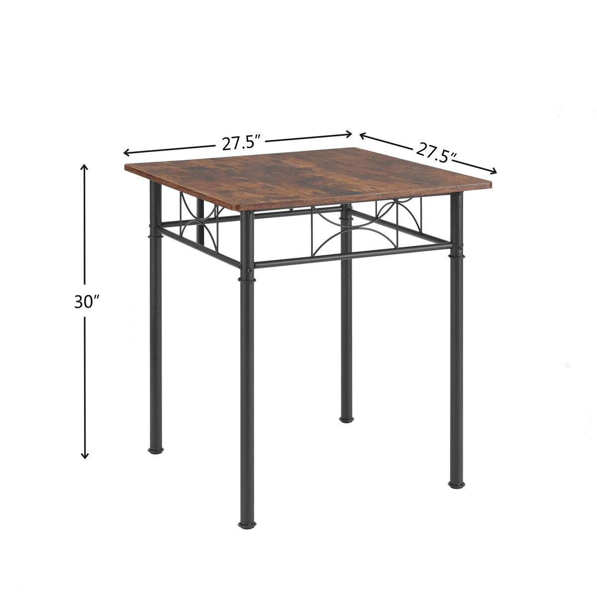 Ensemble de cuisine, salle à manger et patio 3 pièces, table et chaise marron rétro - Chaise : 15,6 L x 15,1 l x 33,8 H