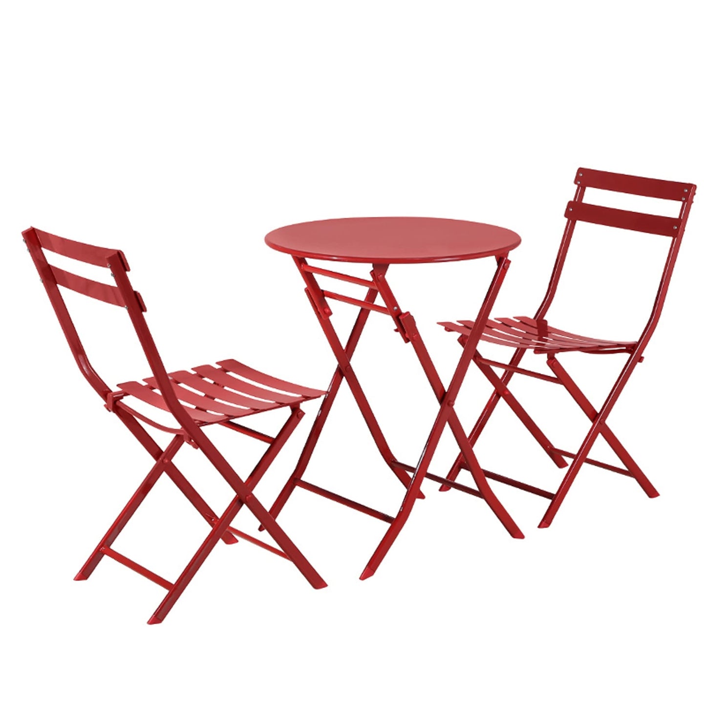 Ensemble bistro minimaliste de patio 3 pièces avec table ronde pliable et chaises - Ensemble bistro de patio 3 pièces