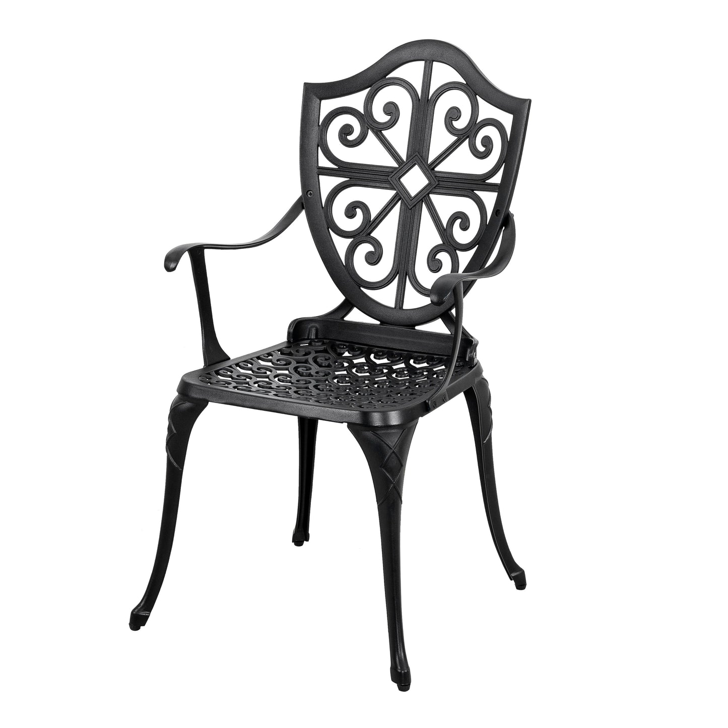 Ensemble de bistrot d'extérieur 3 pièces, ensemble de patio en fonte d'aluminium avec trou pour parasol