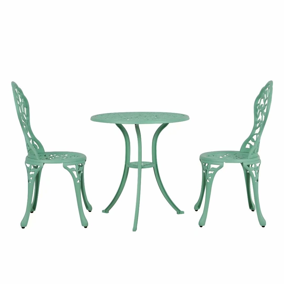 Ensemble bistrot d'extérieur 3 pièces en fonte d'aluminium