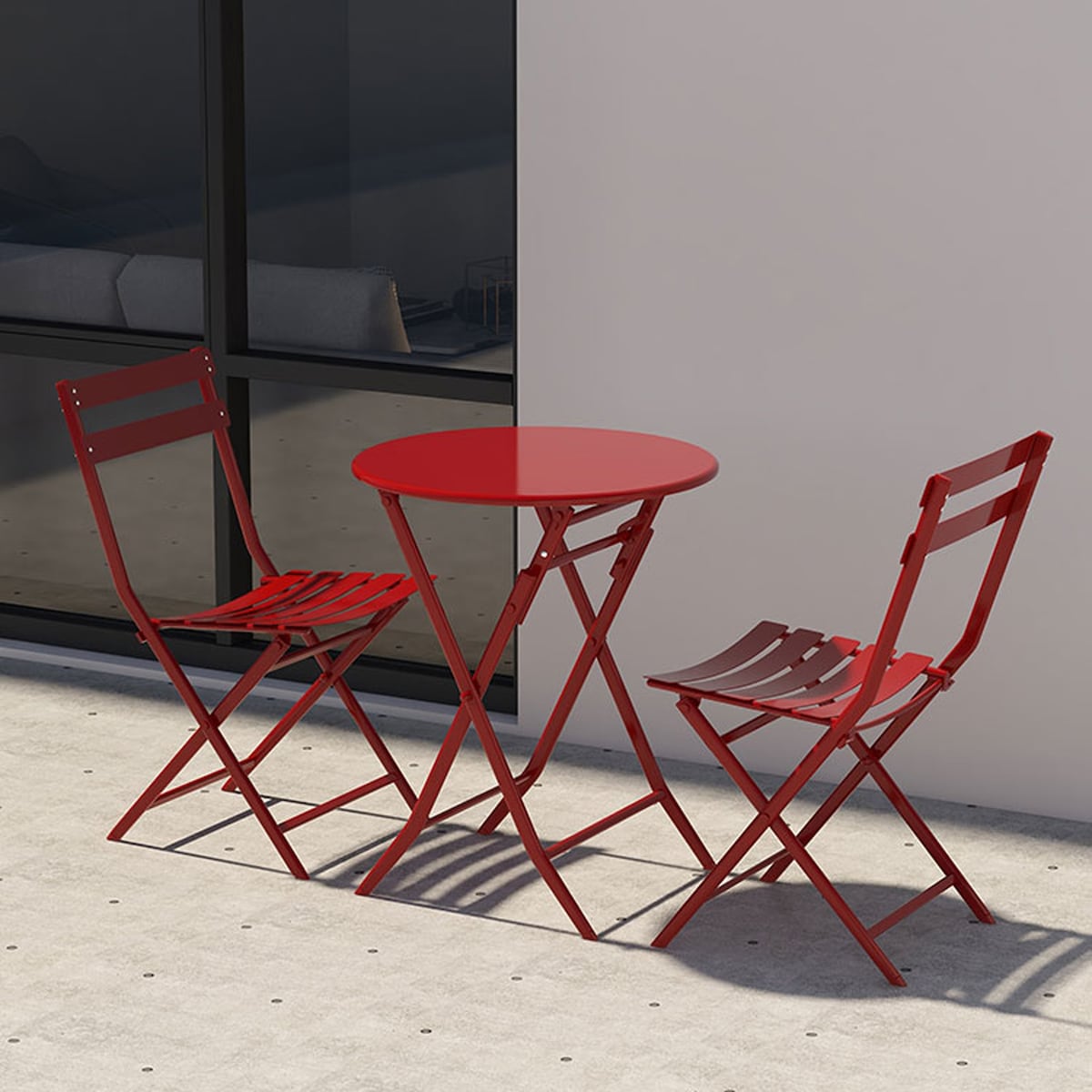 Ensemble bistro de patio 3 pièces avec table ronde pliable et chaises