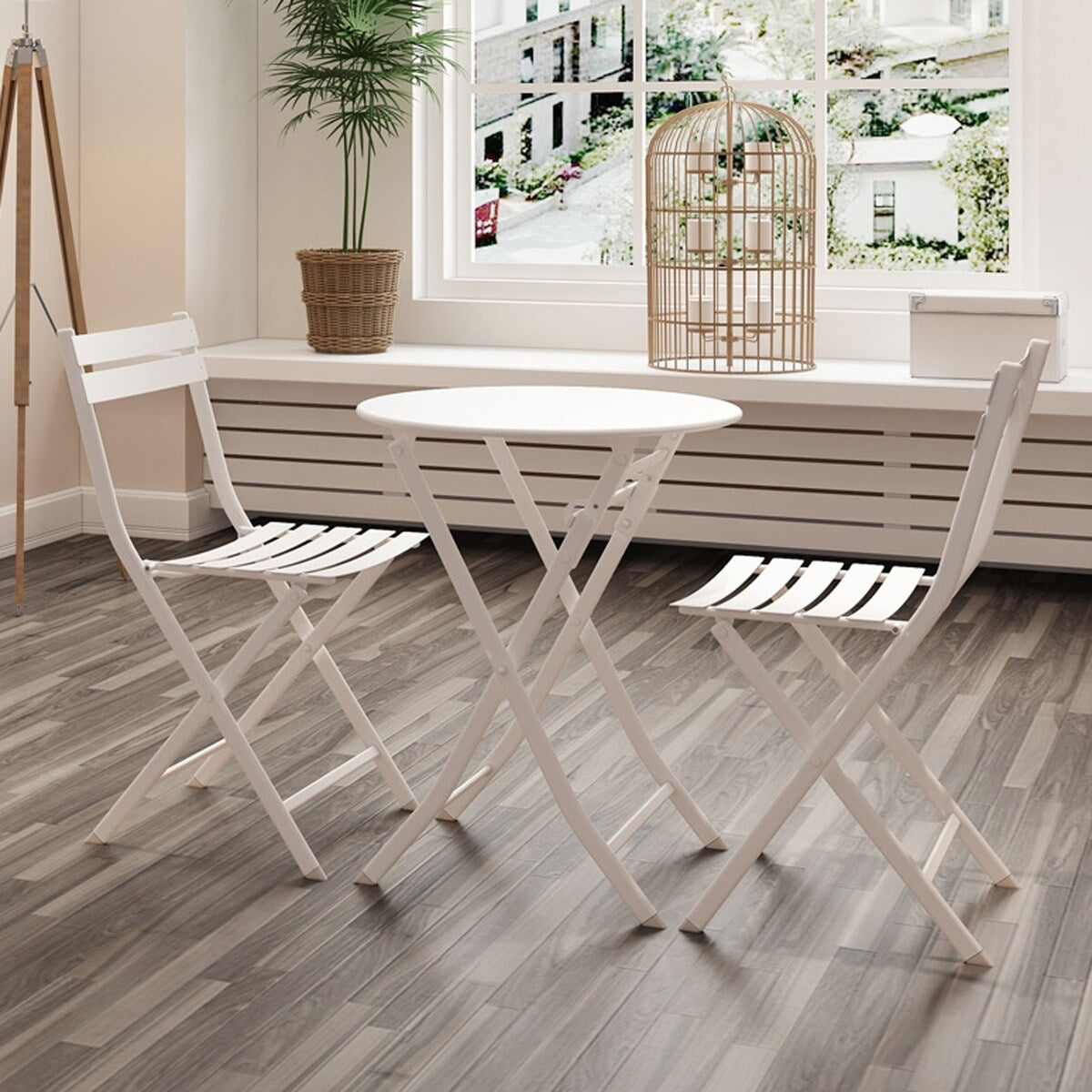 Ensemble bistro de patio 3 pièces avec table ronde pliable et chaises