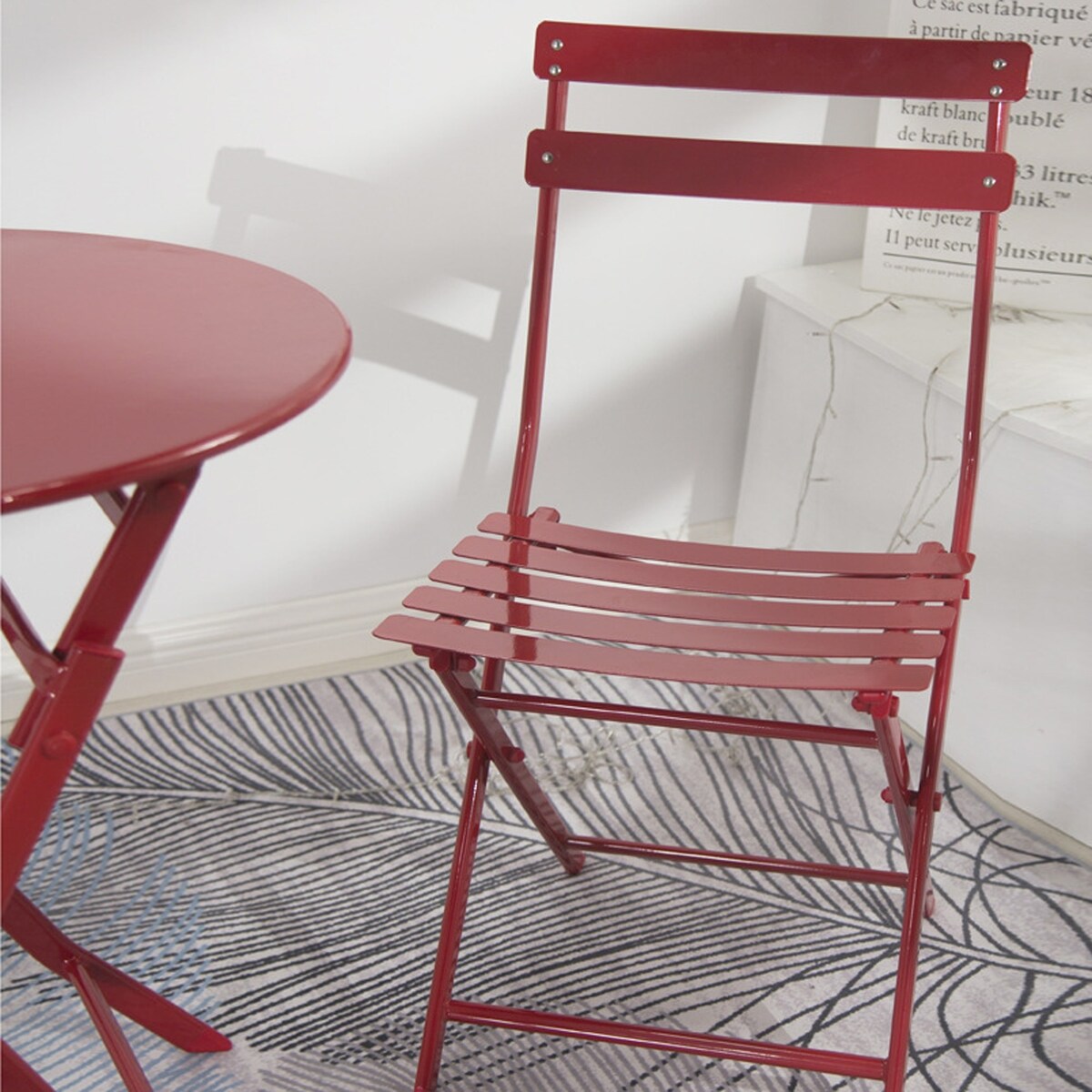 Ensemble bistro de patio 3 pièces avec table ronde pliable et chaises