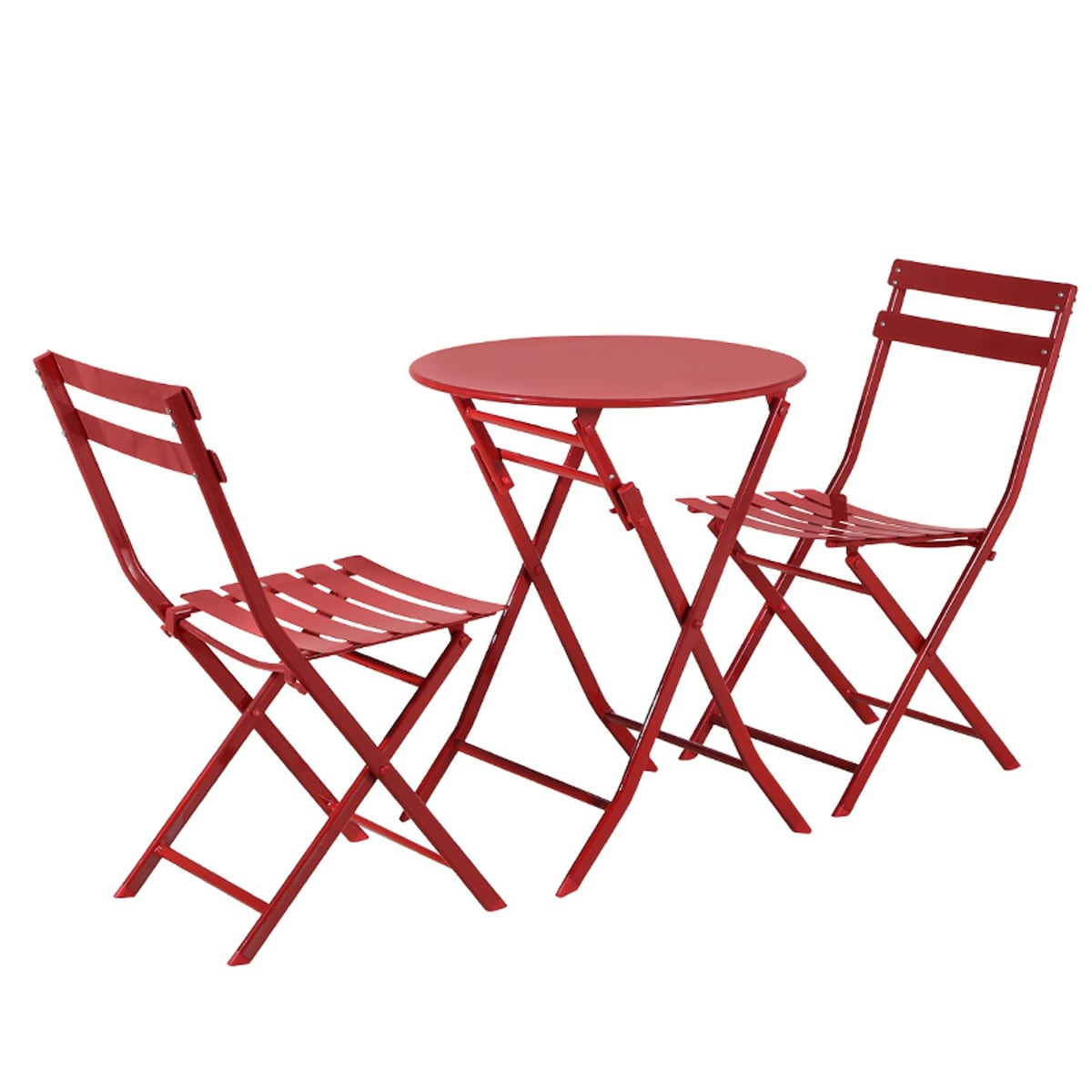 Ensemble bistro de patio 3 pièces avec table ronde pliable et chaises