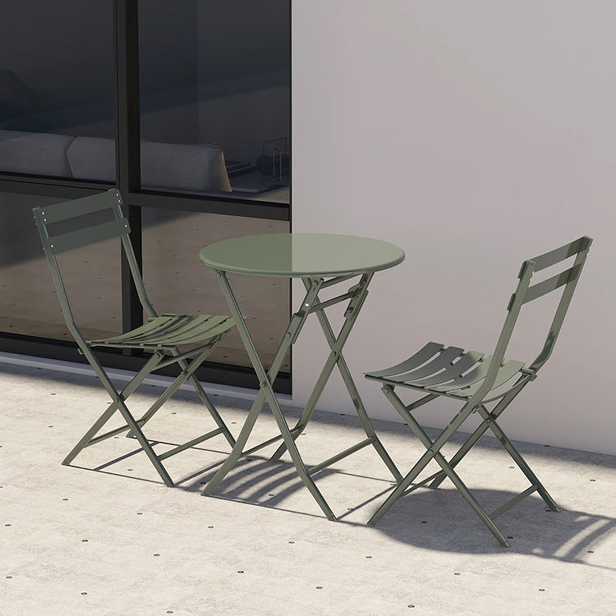 Ensemble bistro de patio 3 pièces avec table ronde pliable et chaises