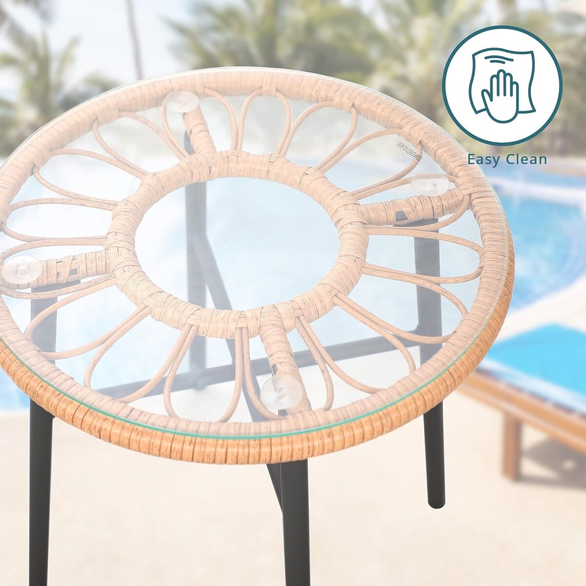 Ensemble de jardin 3 pièces avec table basse en bois trempé et chaises en osier pour jardin, balcon et arrière-cour