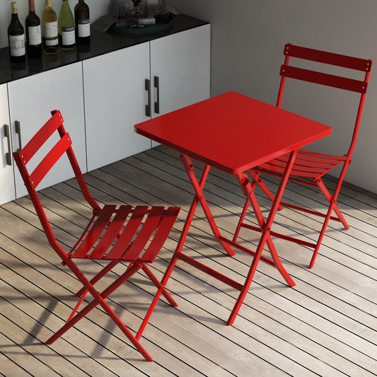 Ensemble bistrot minimaliste 3 pièces pour patio avec table carrée pliable et chaises - 3 pièces