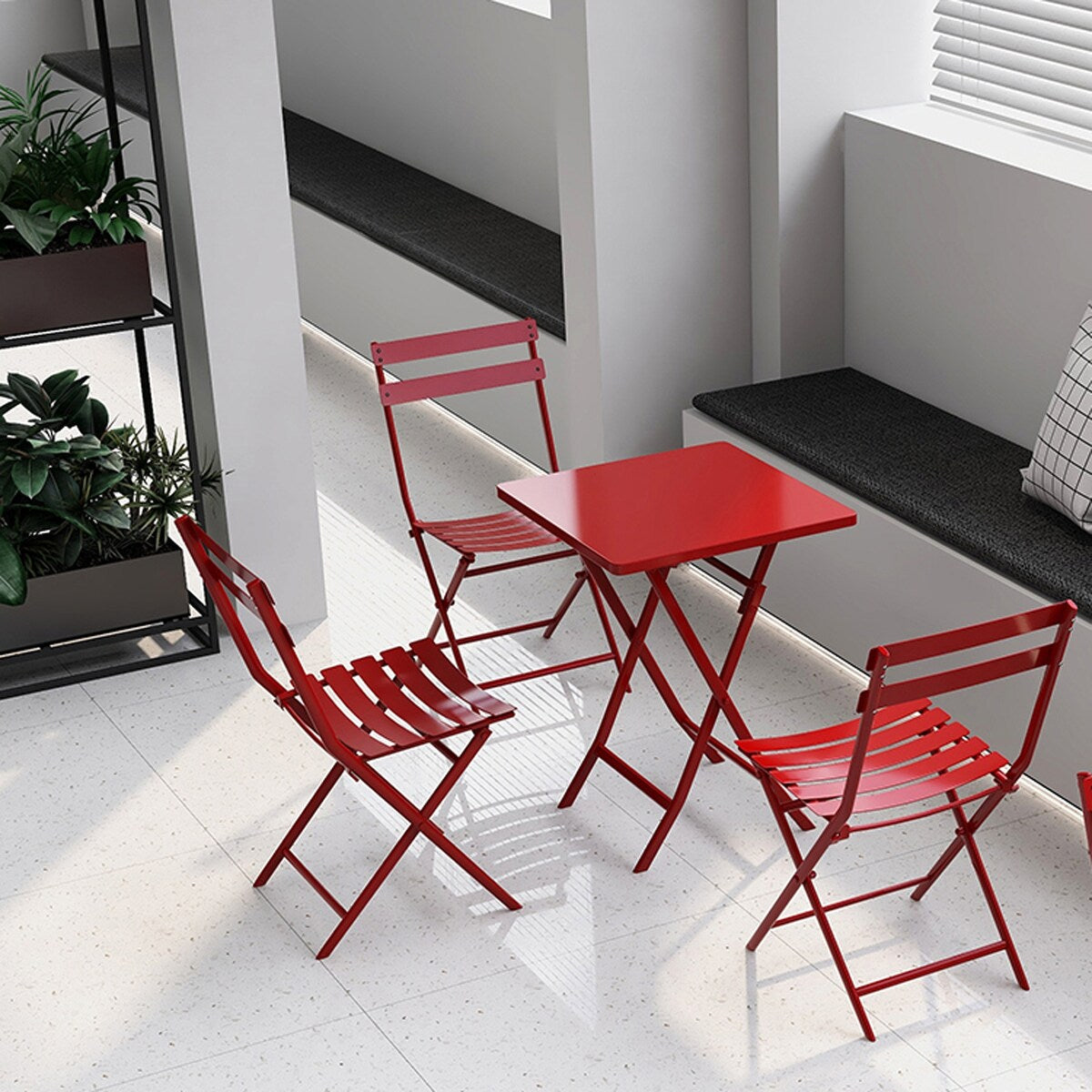 Ensemble bistrot minimaliste 3 pièces pour patio avec table carrée pliable et chaises - 3 pièces