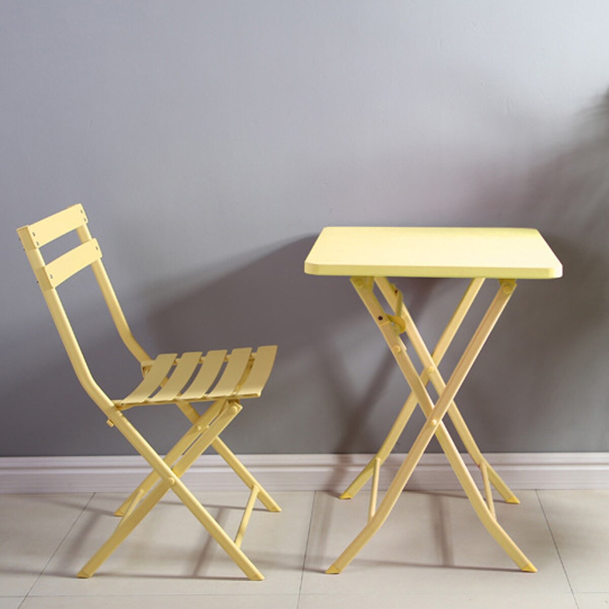 Ensemble bistrot minimaliste 3 pièces pour patio avec table carrée pliable et chaises - 3 pièces