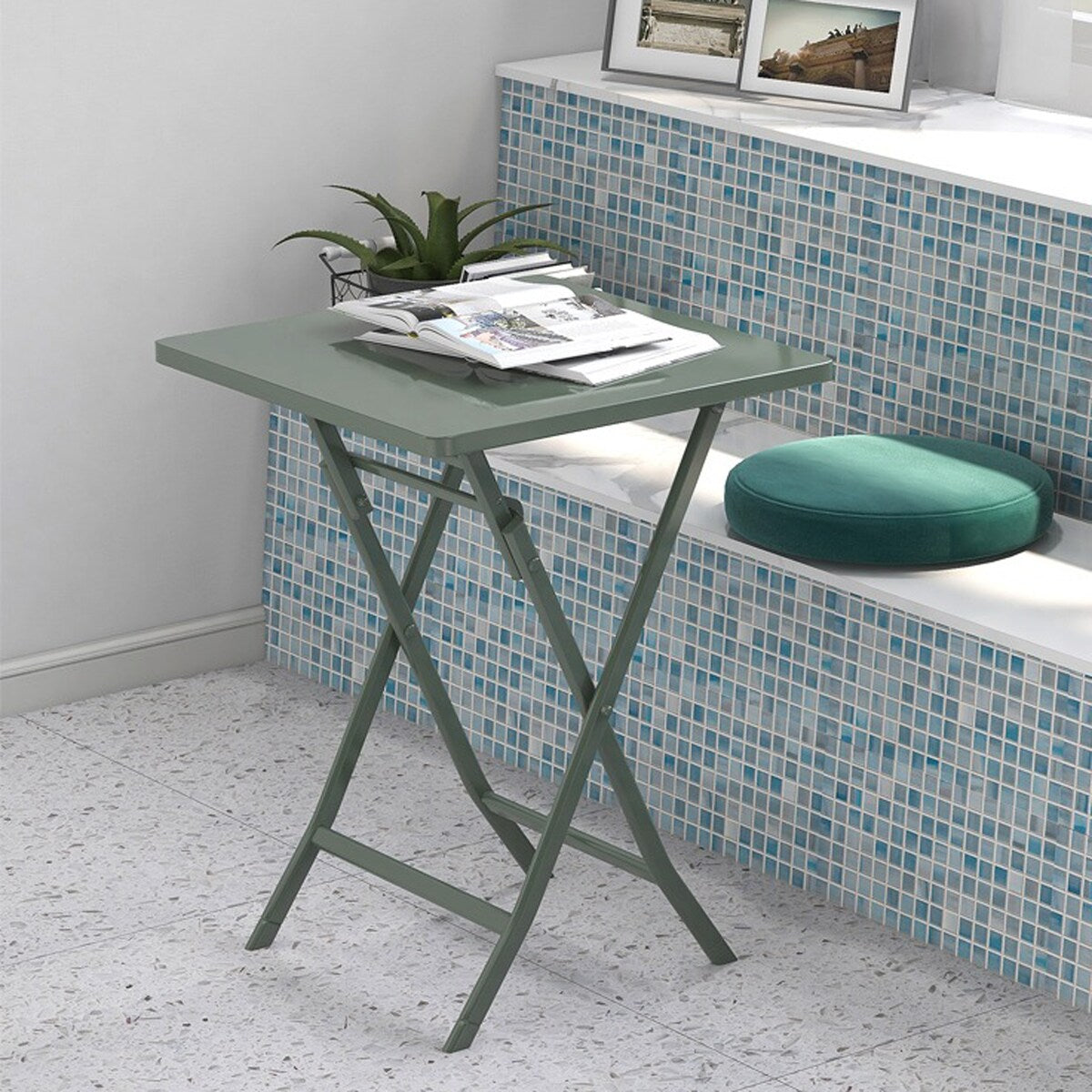 Ensemble bistrot minimaliste 3 pièces pour patio avec table carrée pliable et chaises - 3 pièces