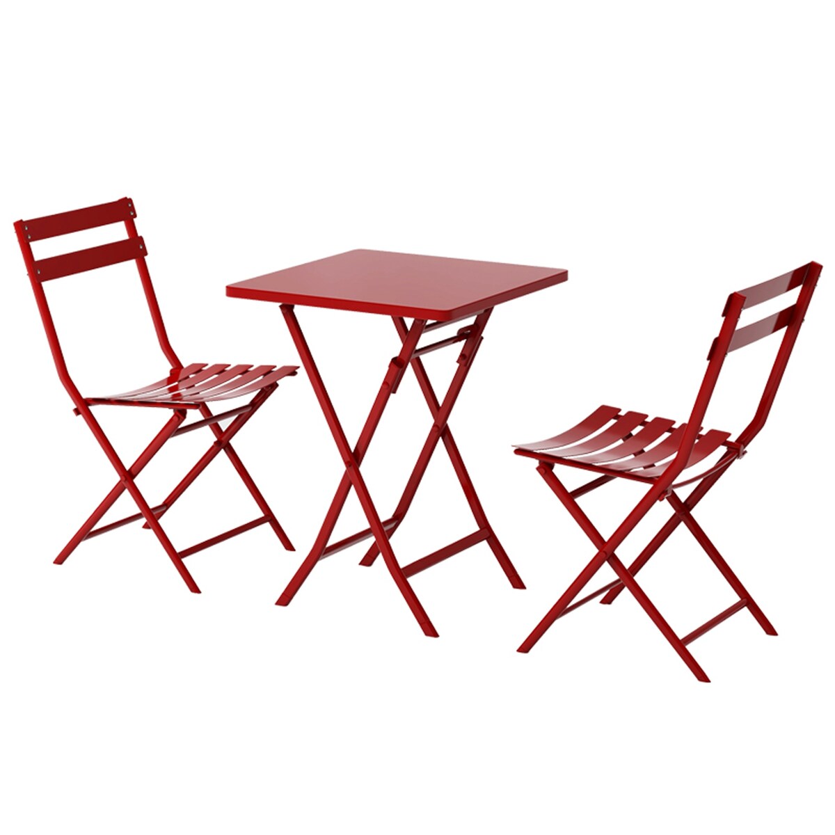 Ensemble bistrot minimaliste 3 pièces pour patio avec table carrée pliable et chaises - 3 pièces
