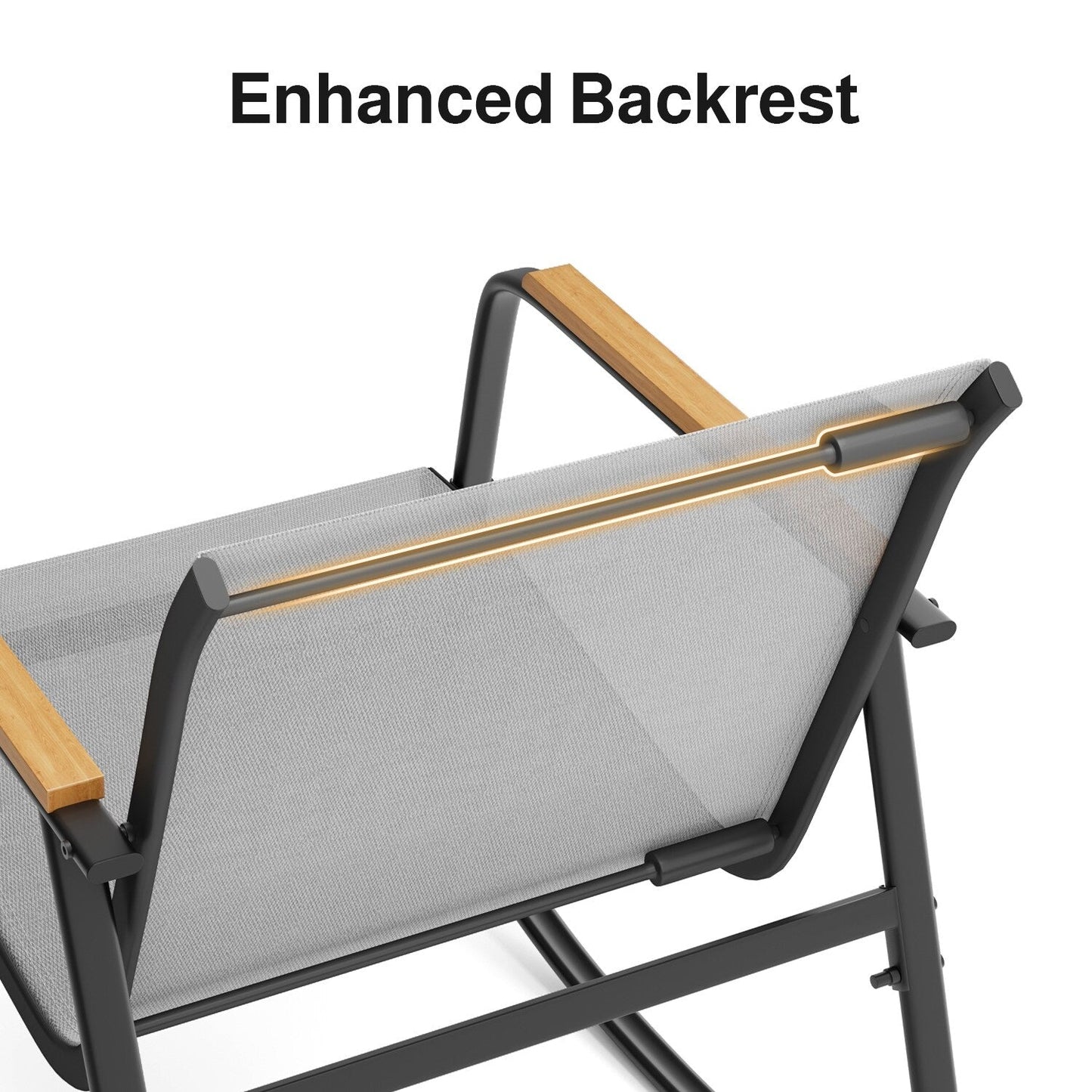 Ensemble bistrot à bascule 3 pièces, mobilier de jardin en tissu textilène, chaises à bascule pour porche
