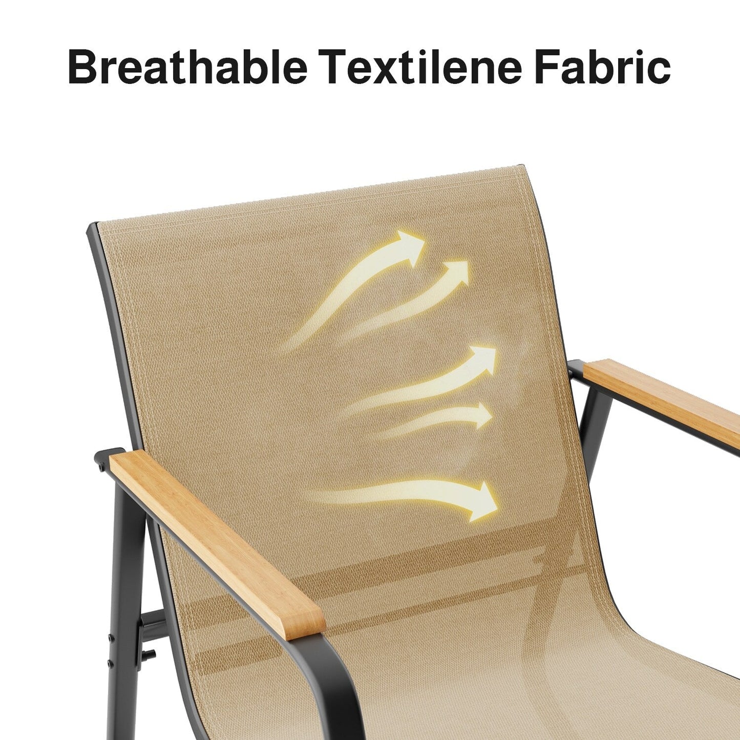Ensemble bistrot à bascule 3 pièces, mobilier de jardin en tissu textilène, chaises à bascule pour porche