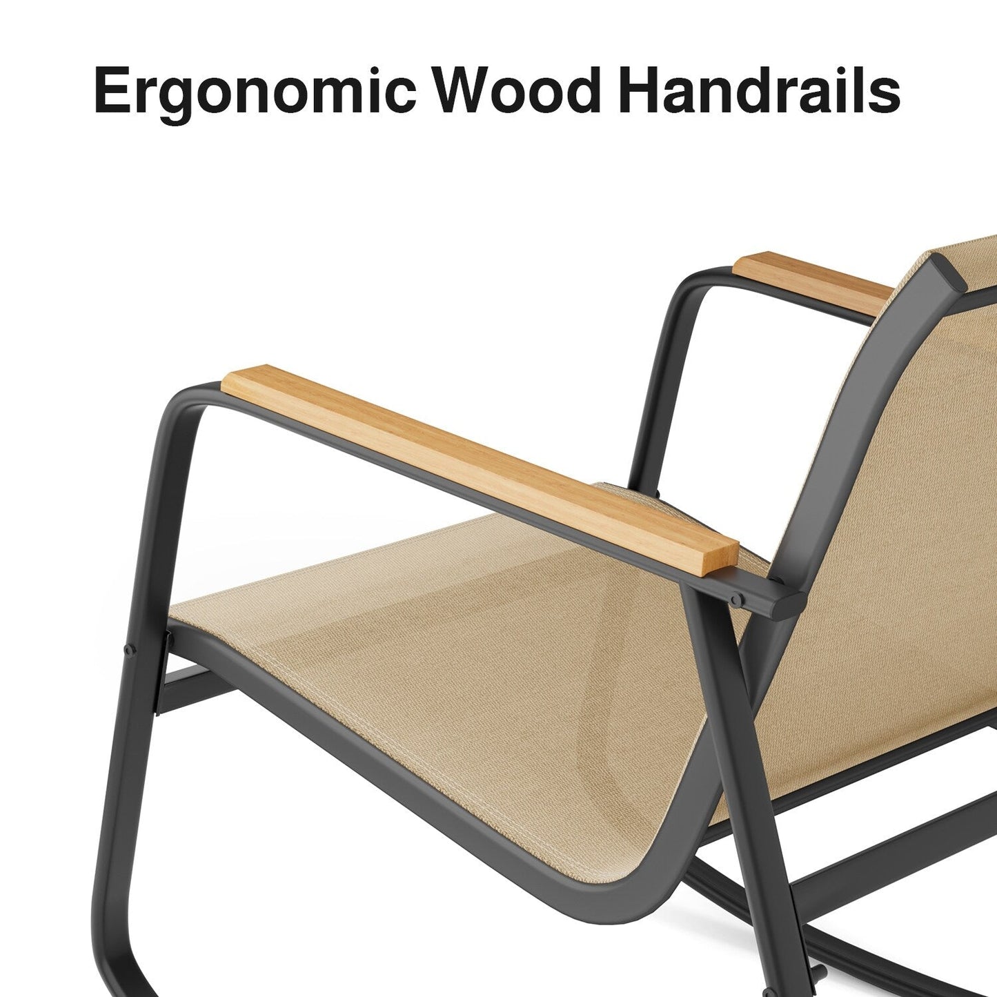 Ensemble bistrot à bascule 3 pièces, mobilier de jardin en tissu textilène, chaises à bascule pour porche