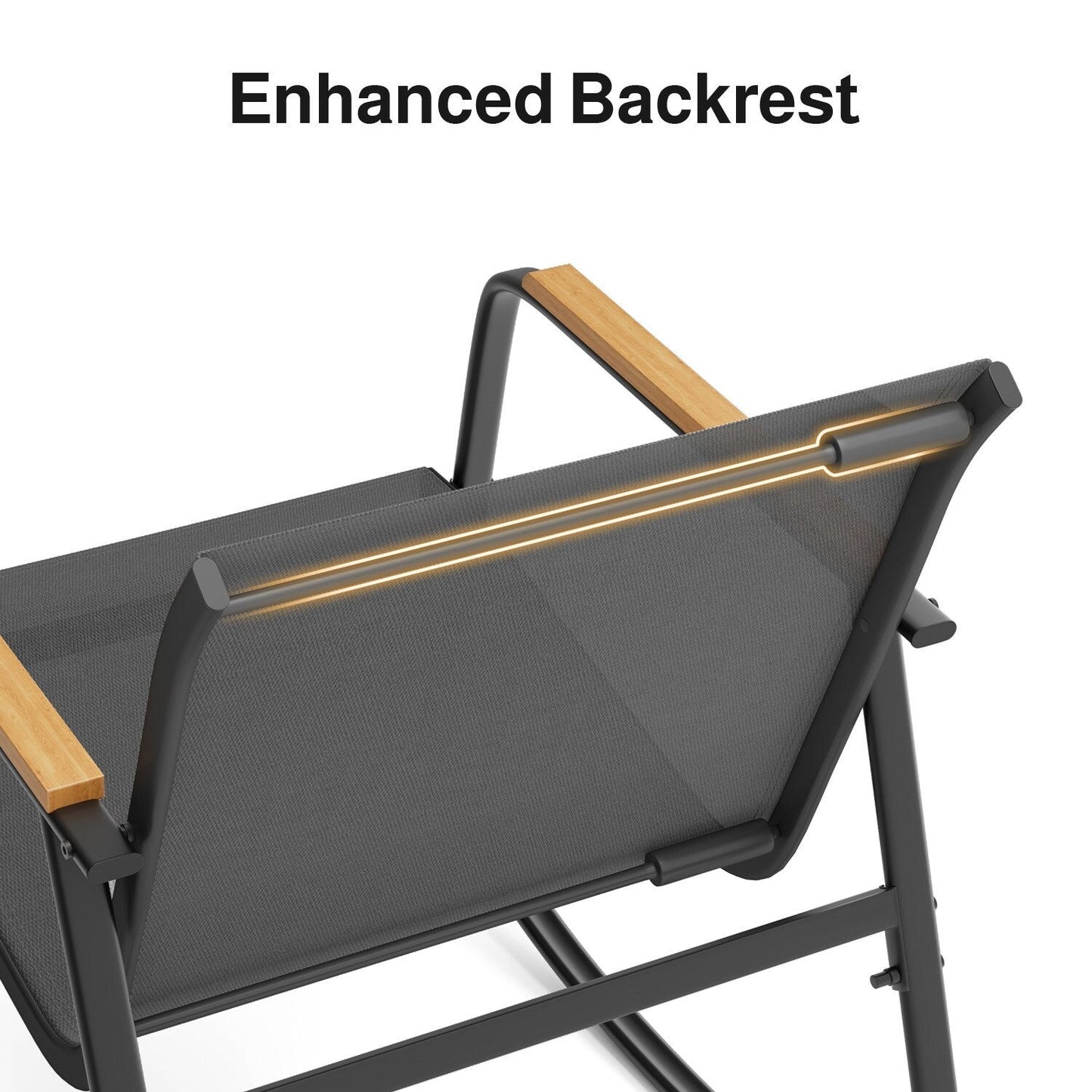 Ensemble bistrot à bascule 3 pièces, mobilier de jardin en tissu textilène, chaises à bascule pour porche