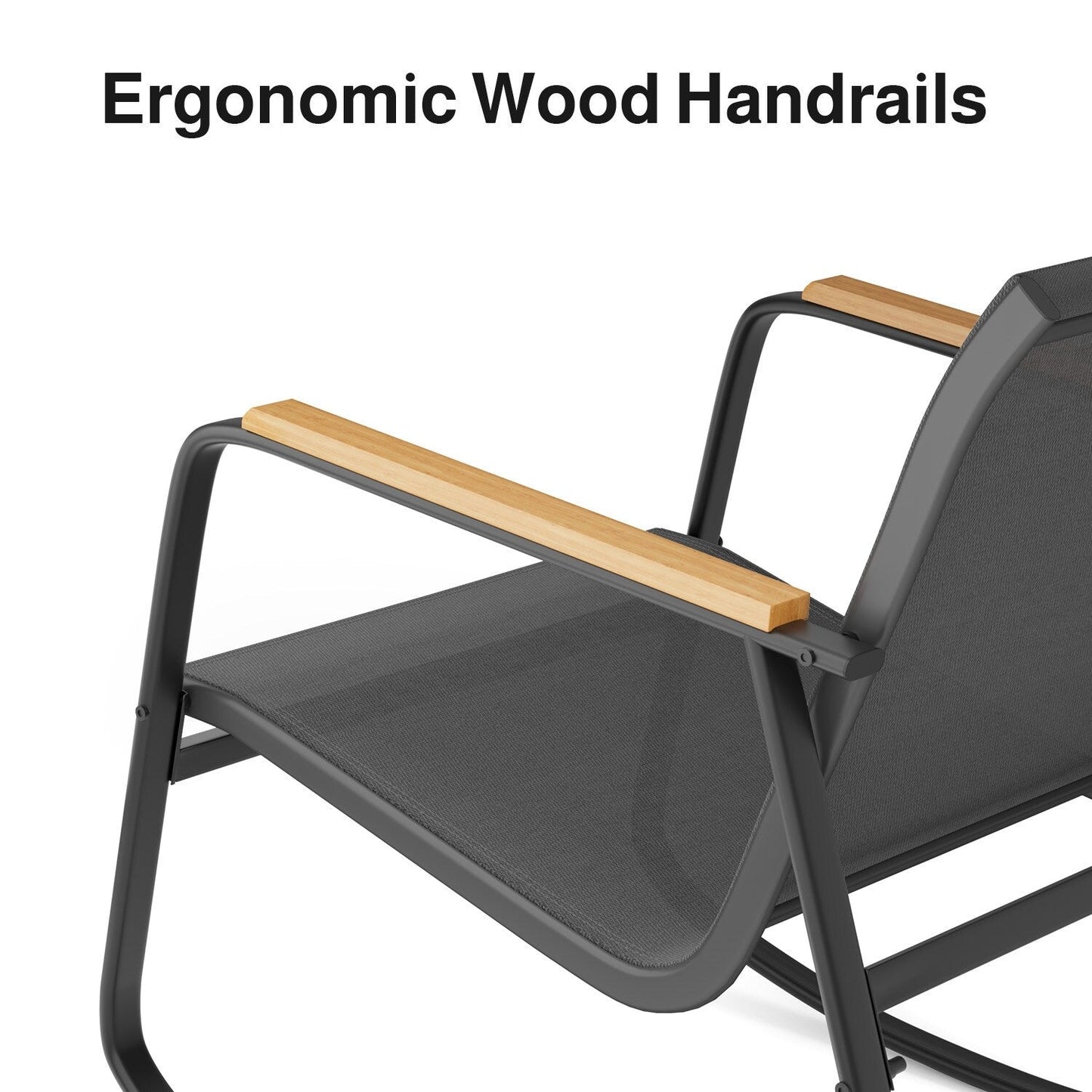 Ensemble bistrot à bascule 3 pièces, mobilier de jardin en tissu textilène, chaises à bascule pour porche