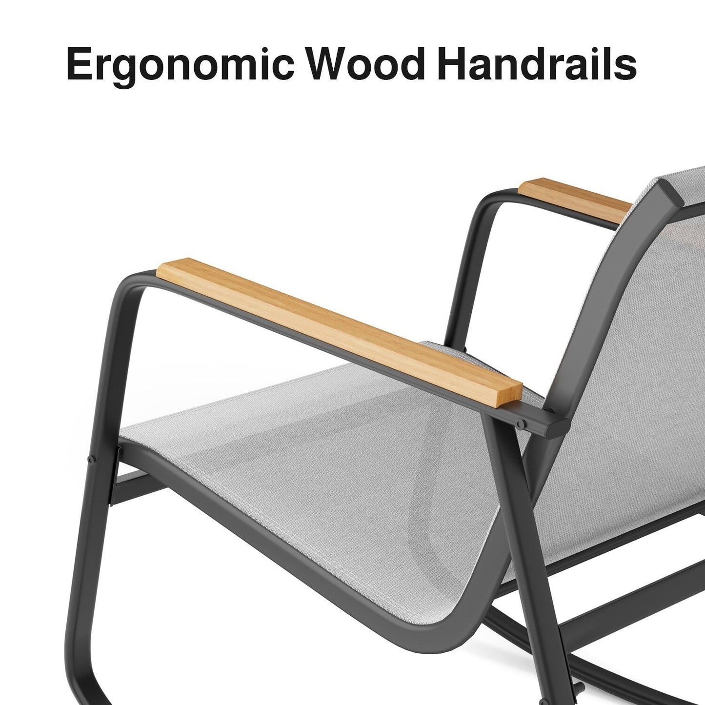 Ensemble bistrot à bascule 3 pièces, mobilier de jardin en tissu textilène, chaises à bascule pour porche