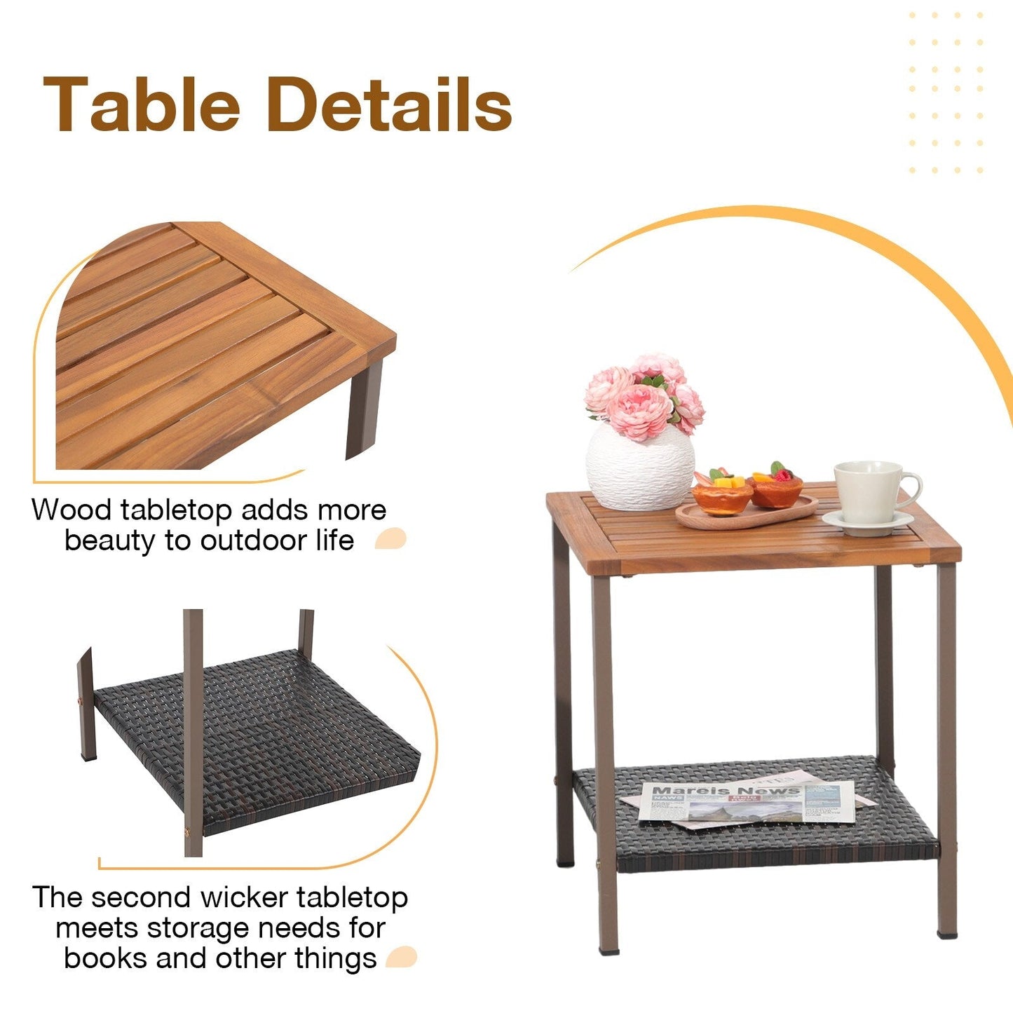 Ensemble de 3 chaises à bascule pour patio, bistro, balcon, conversation, avec table basse et coussins