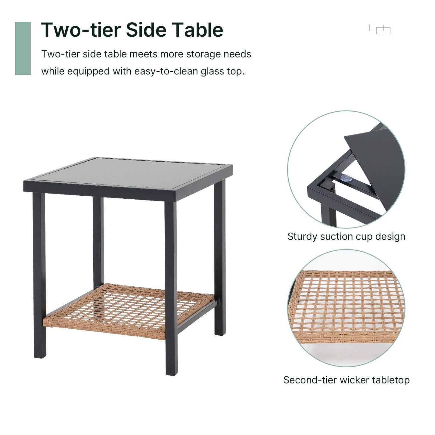 Ensemble de 3 chaises à bascule pour patio, bistro, balcon, conversation, avec table basse et coussins