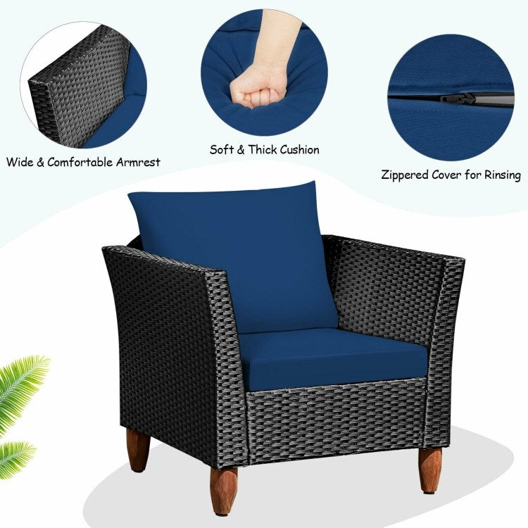 Ensemble de meubles de patio en osier 3 pièces avec coussin - 28,5 x 27,5 x 27 (L x l x H)