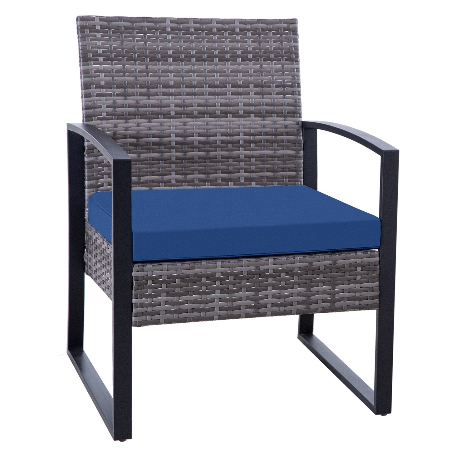 Ensemble de 3 chaises de jardin en osier avec coussins