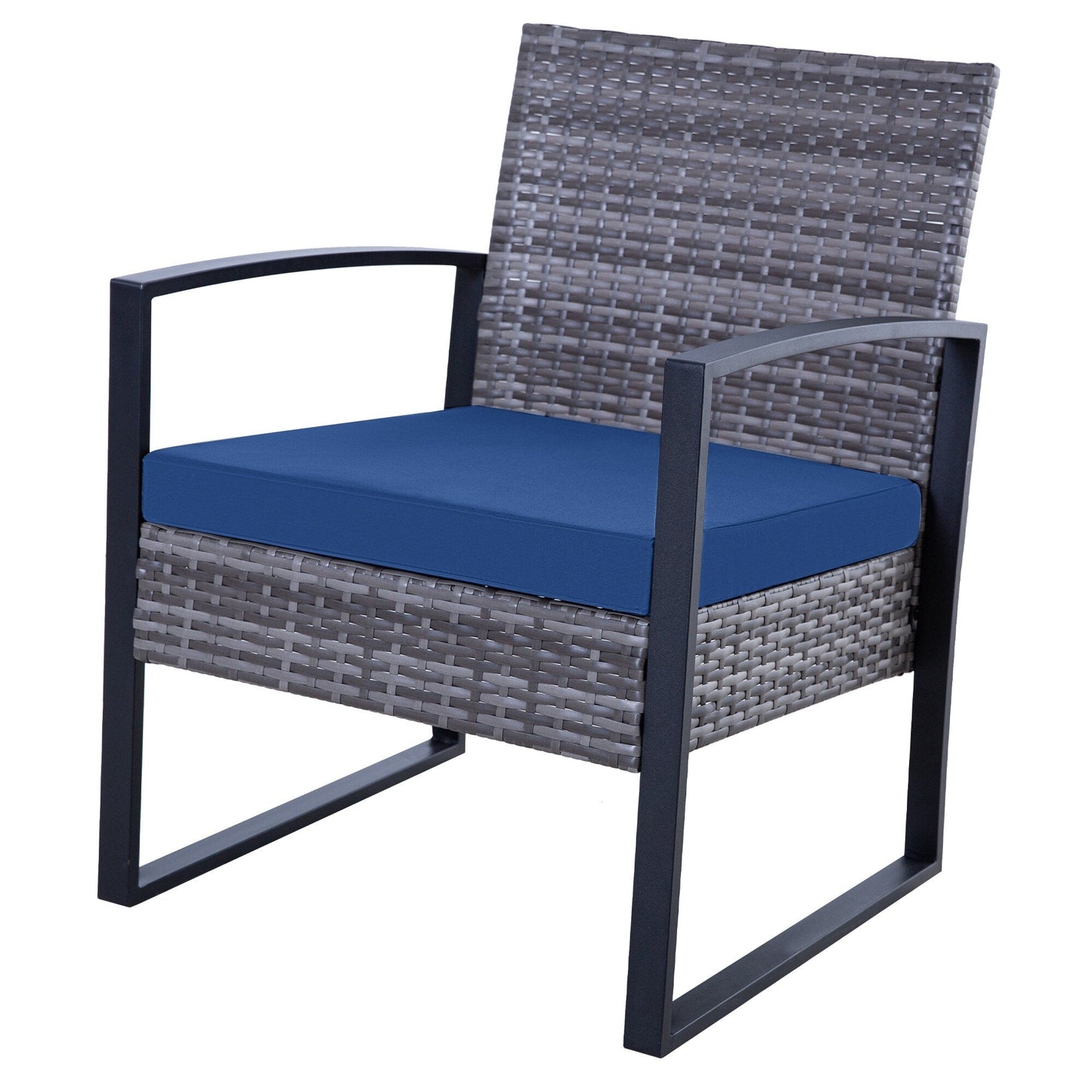 Ensemble de 3 chaises de jardin en osier avec coussins