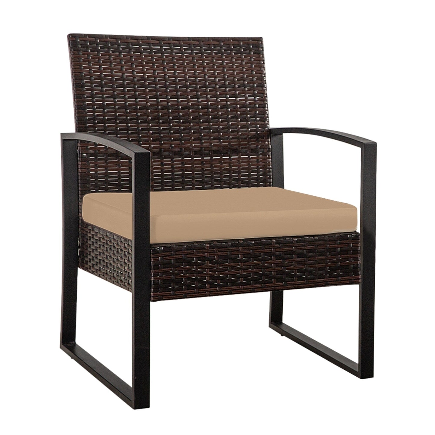 Ensemble de 3 chaises de jardin en osier avec coussins