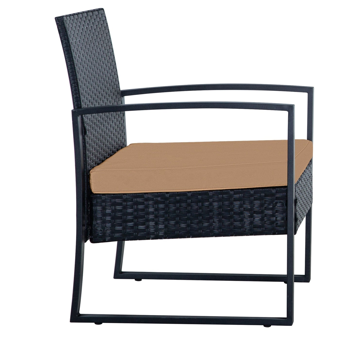 Ensemble de 3 chaises de jardin en osier avec coussins