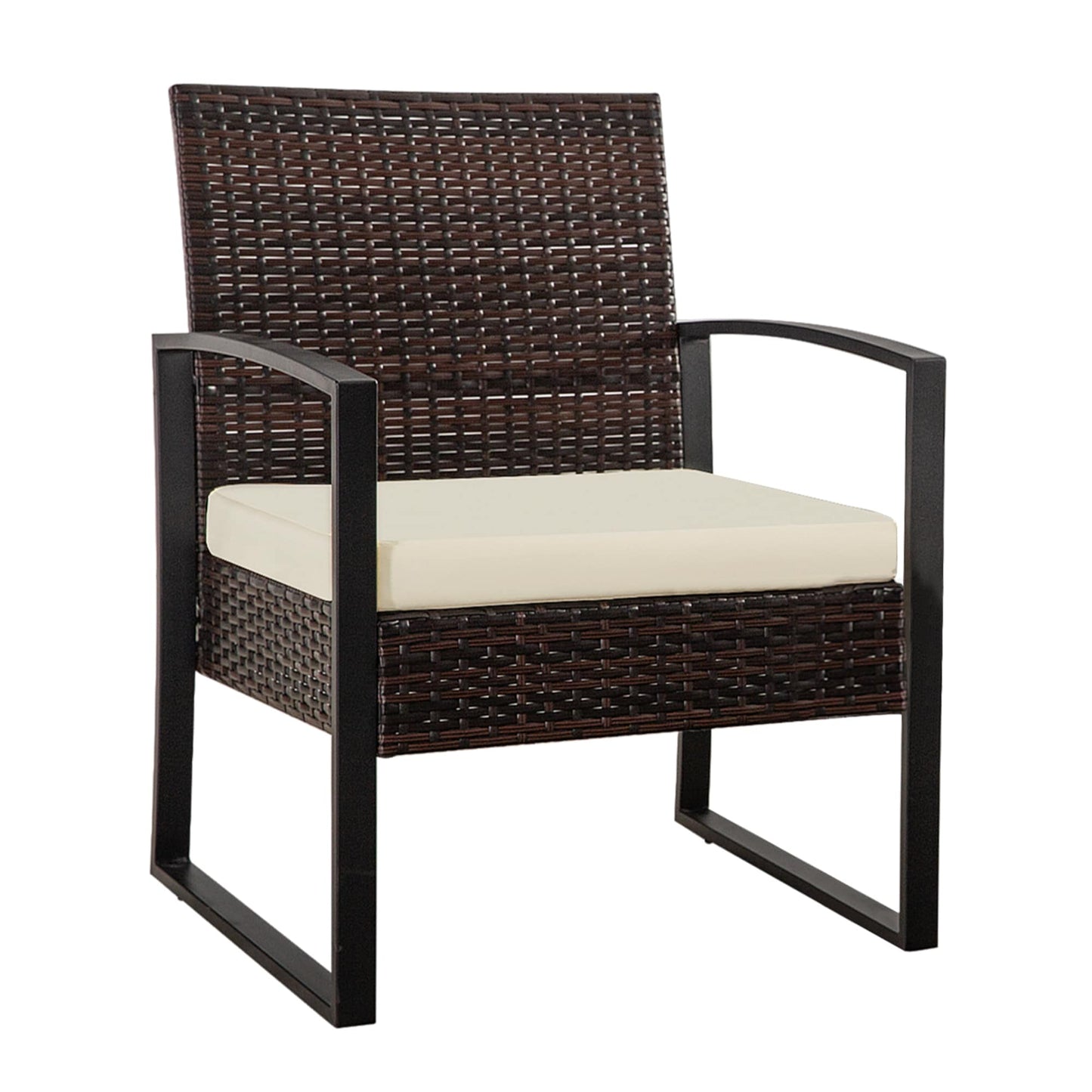 Ensemble de 3 chaises de jardin en osier avec coussins