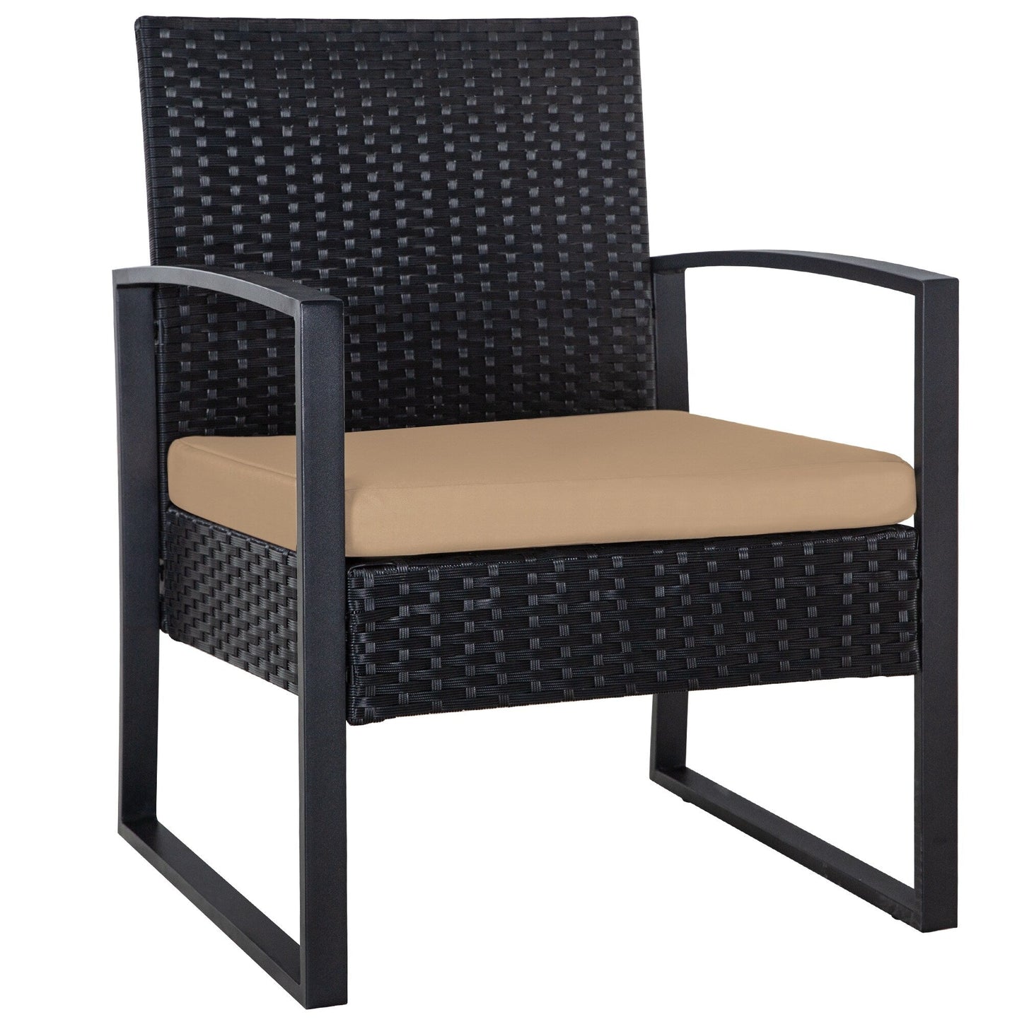Ensemble de 3 chaises de jardin en osier avec coussins