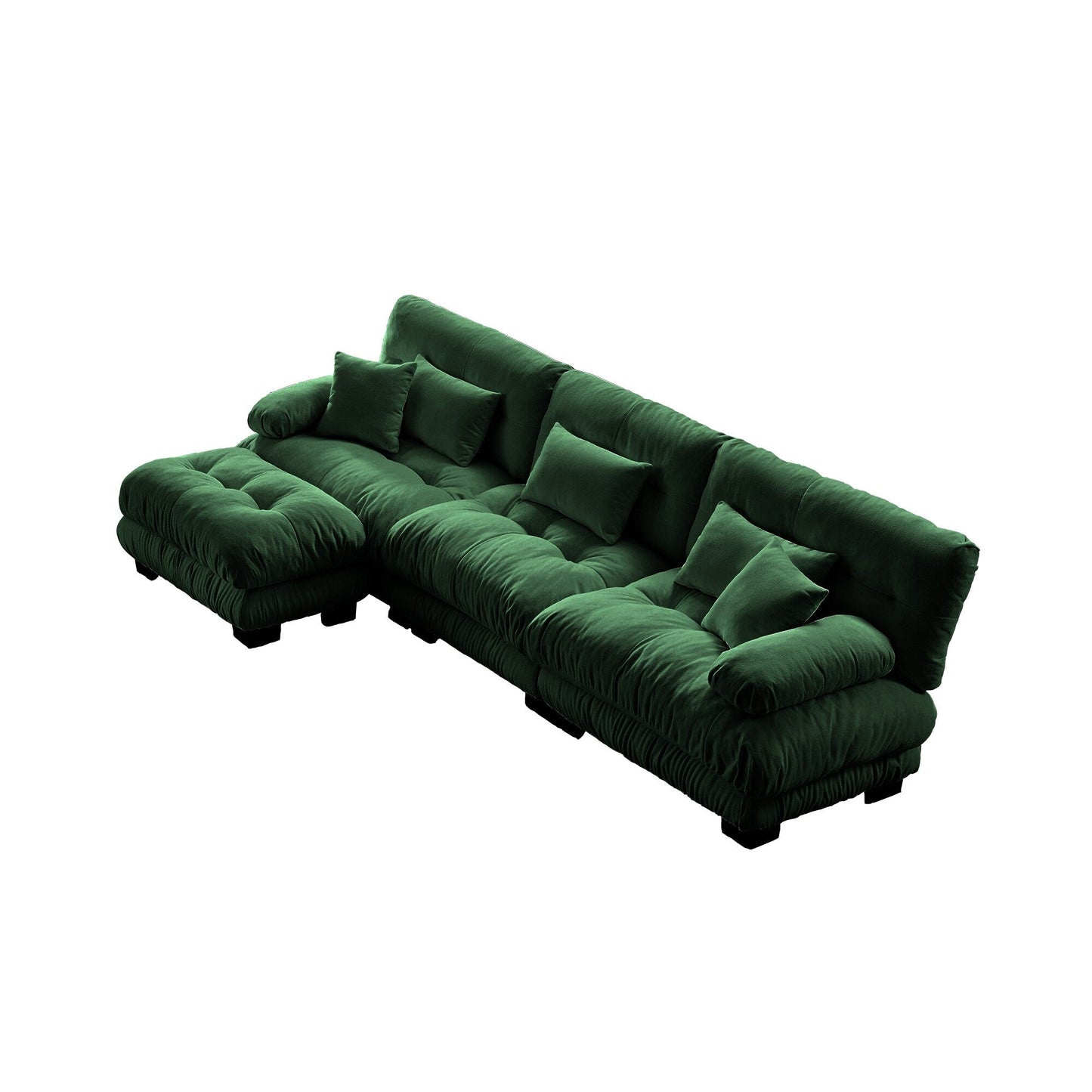 Canapé sectionnel modulaire 3 places, canapé à assise profonde, canapé nuage en forme de L avec pouf convertible pour le salon