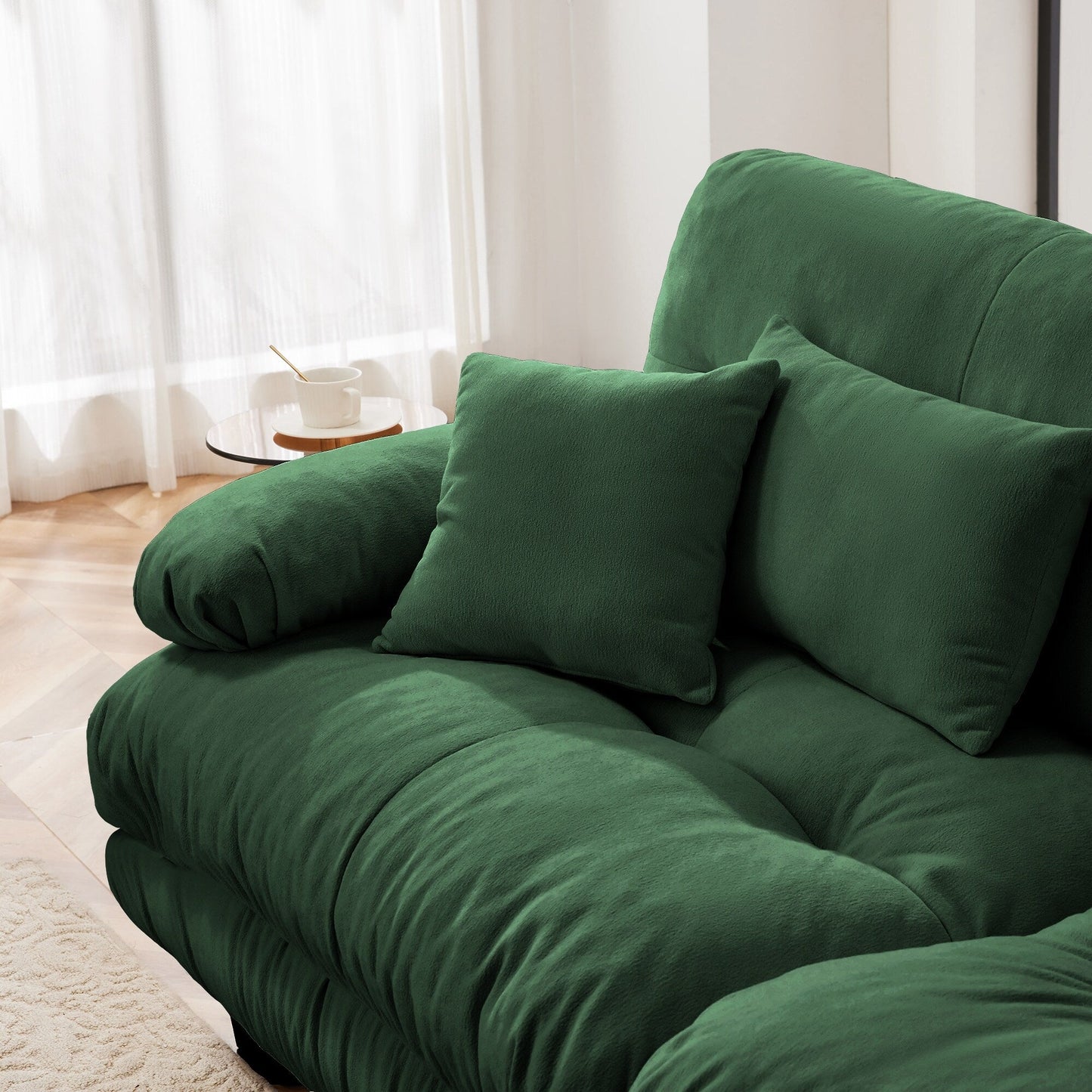 Canapé sectionnel modulaire 3 places, canapé à assise profonde, canapé nuage en forme de L avec pouf convertible pour le salon