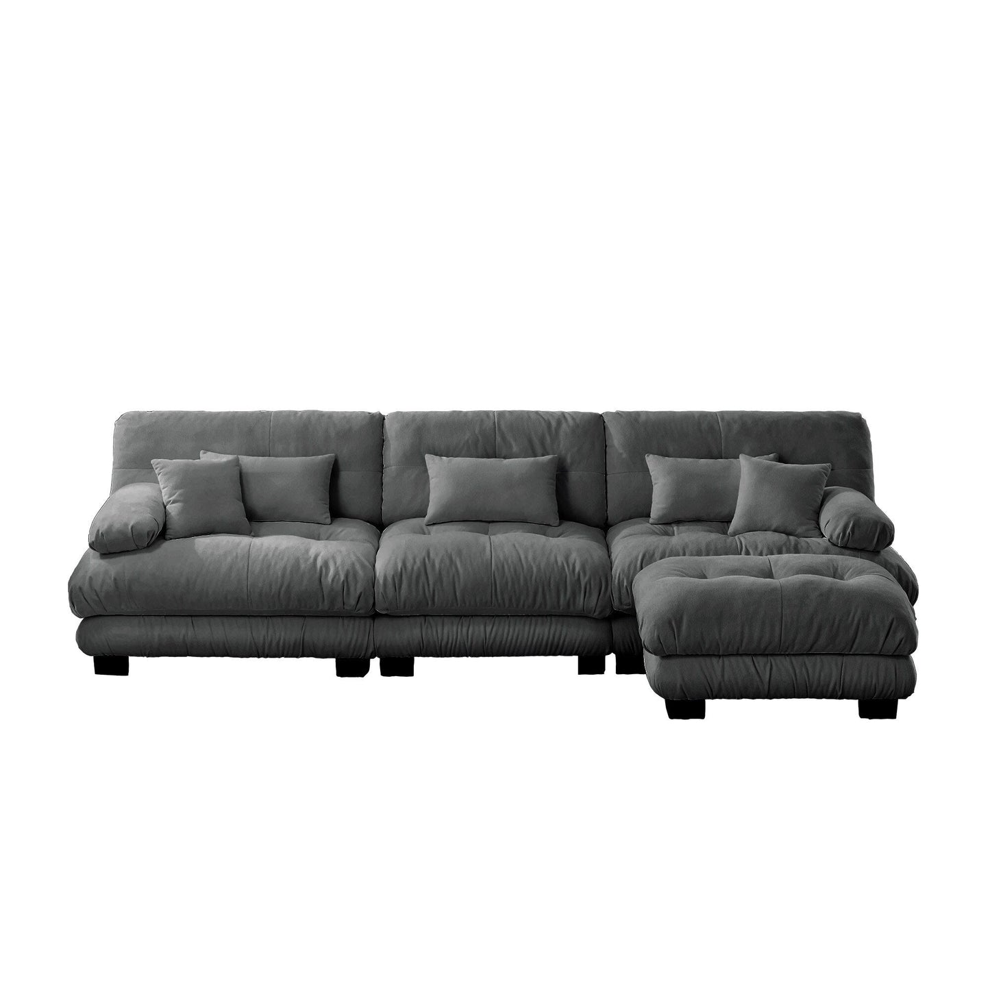 Canapé sectionnel modulaire 3 places, canapé à assise profonde, canapé nuage en forme de L avec pouf convertible pour le salon
