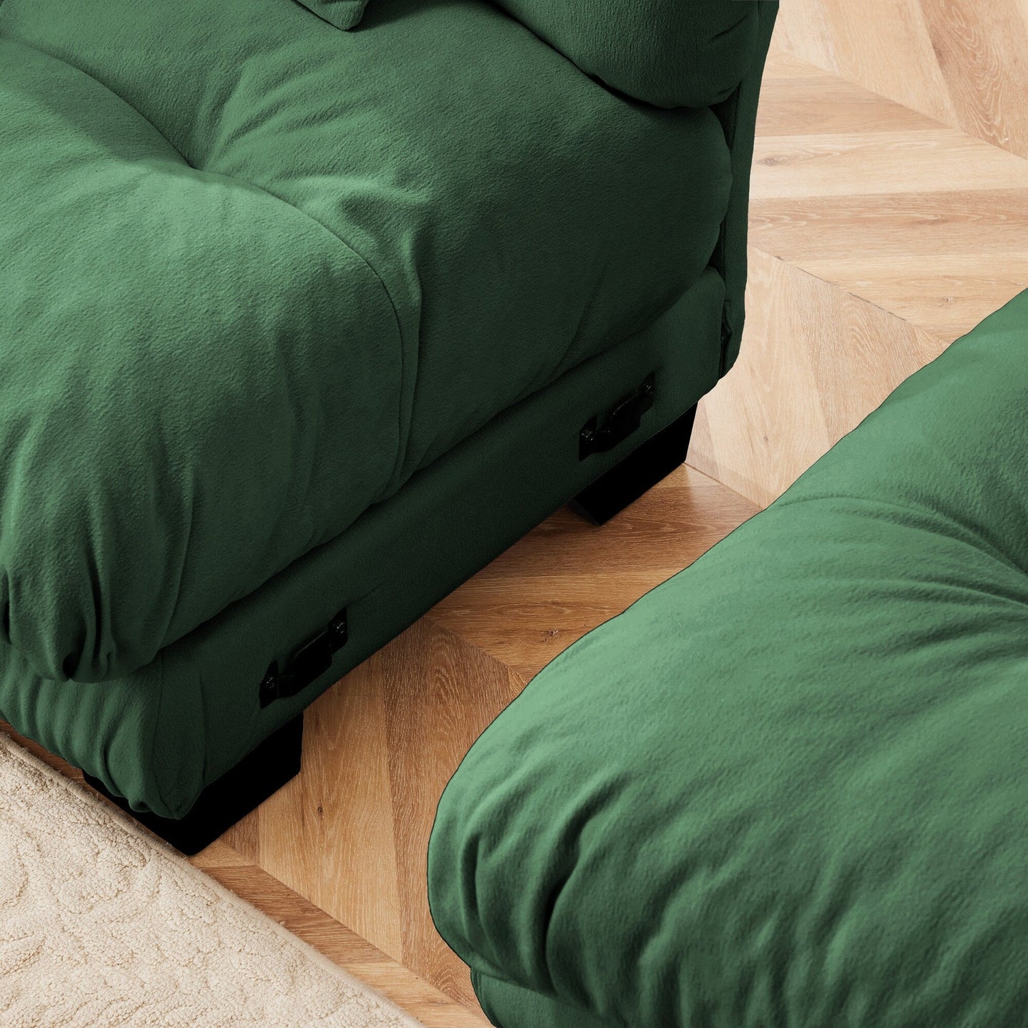 Canapé sectionnel modulaire 3 places, canapé à assise profonde, canapé nuage en forme de L avec pouf convertible pour le salon