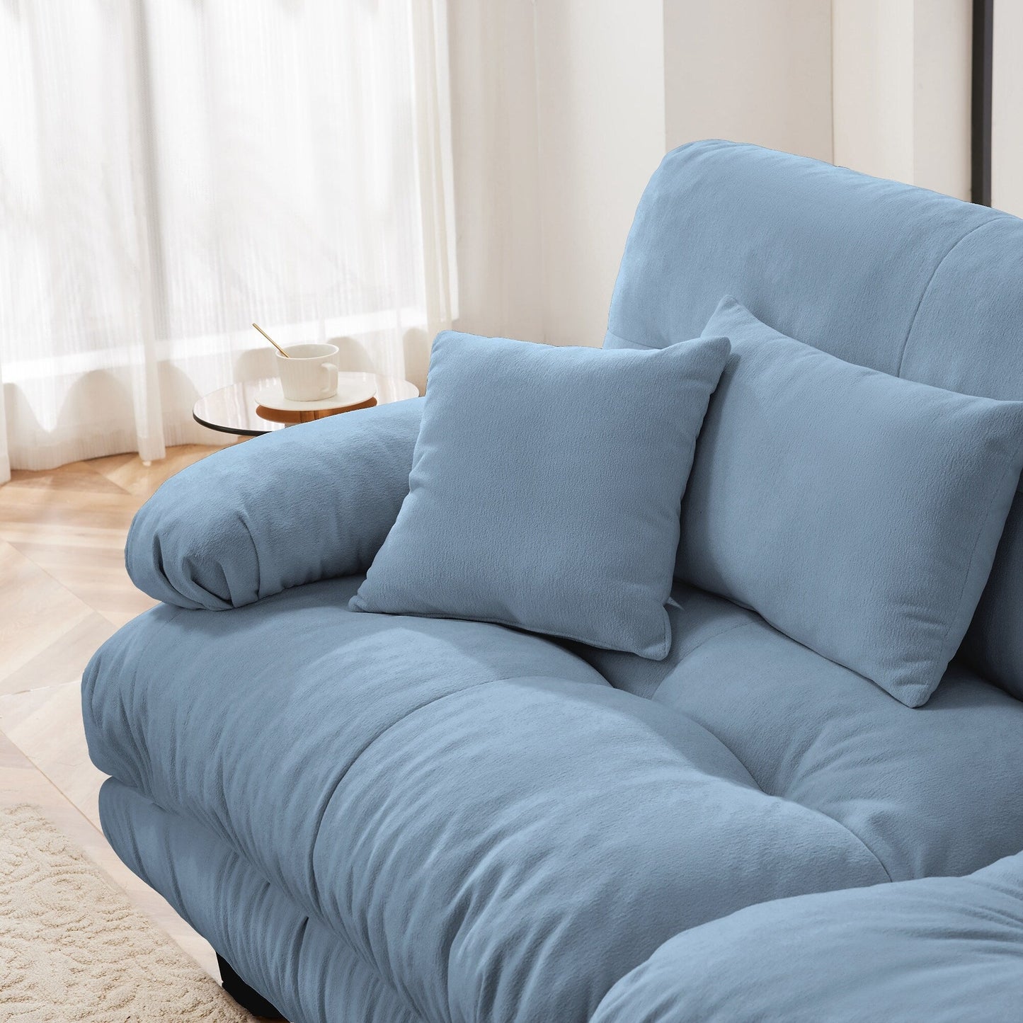Canapé sectionnel modulaire 3 places, canapé à assise profonde, canapé nuage en forme de L avec pouf convertible pour le salon